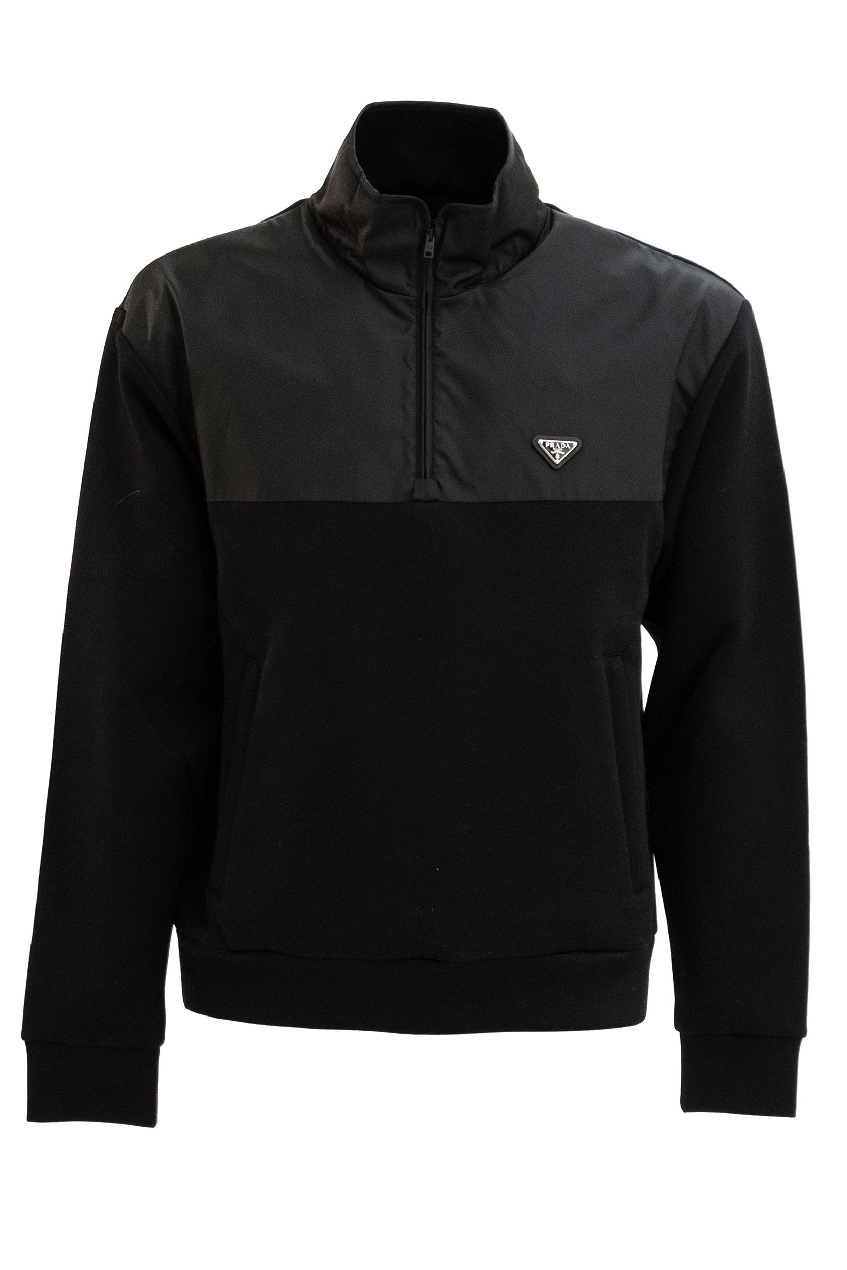 Prada Felpa in cotone e Re-Nylon di colore nero