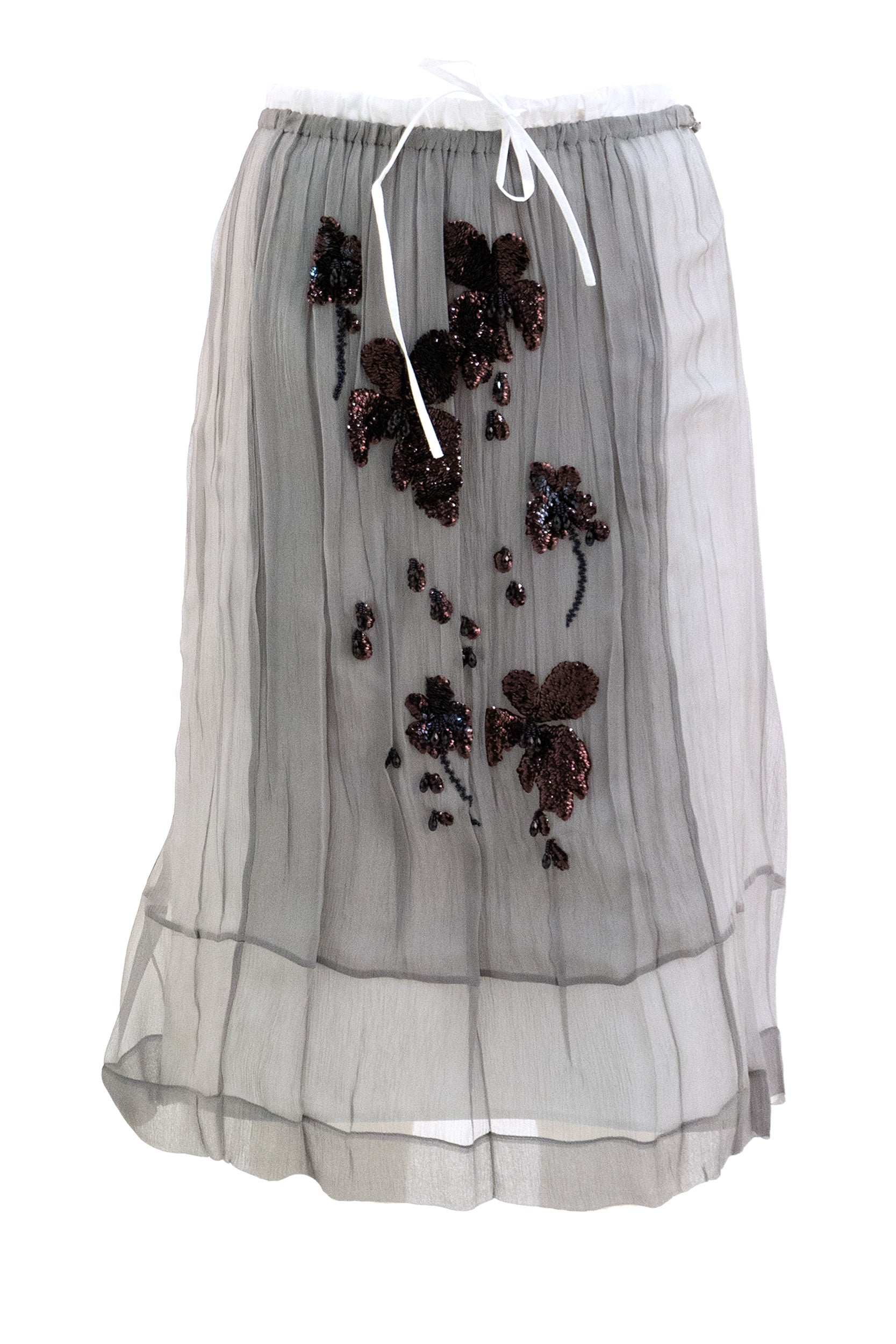 Prada Gonna midi in chiffon color argento