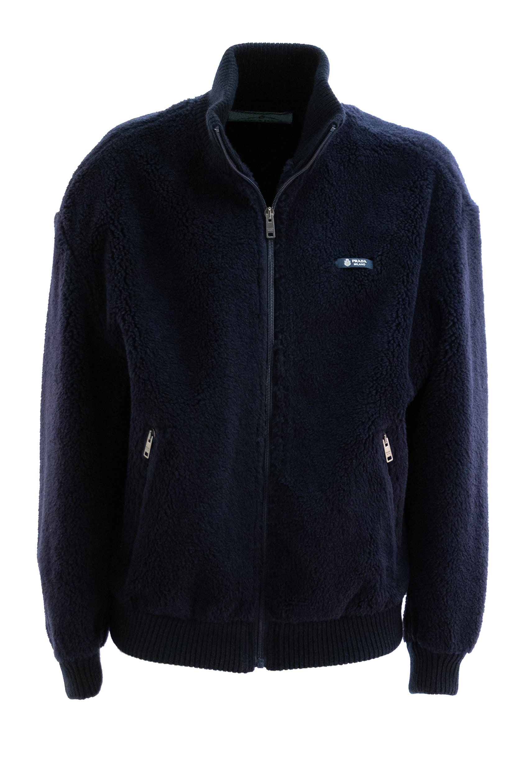 Prada Giubbotto in pile di colore blu