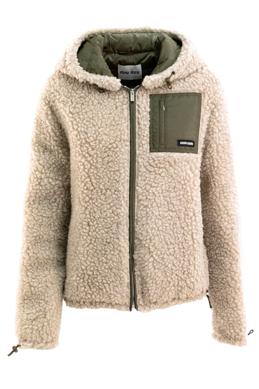 Miu Miu Piumino in teddy e pongé tec color beige