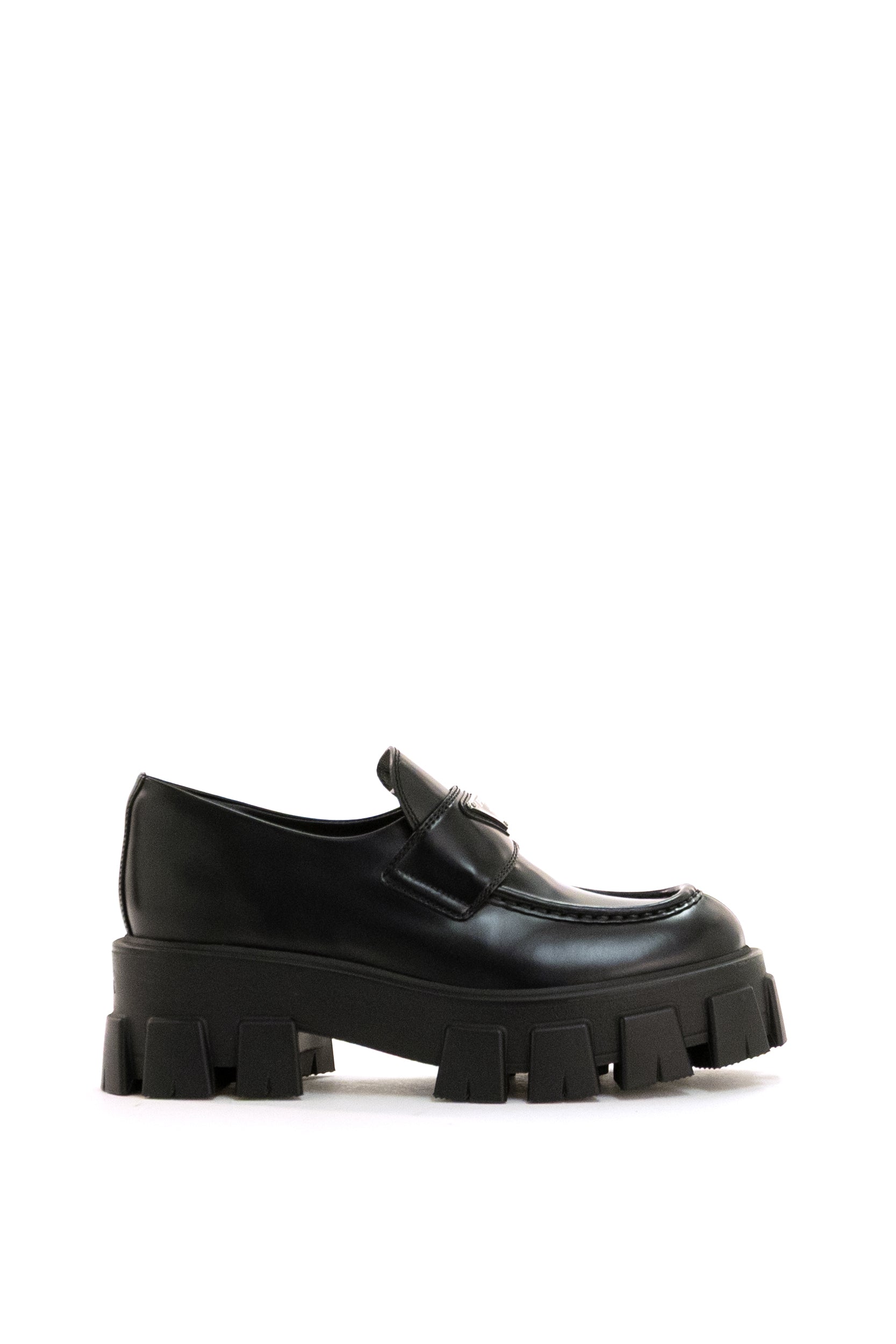 Prada Mocassini Monolith in pelle spazzolata di colore nero