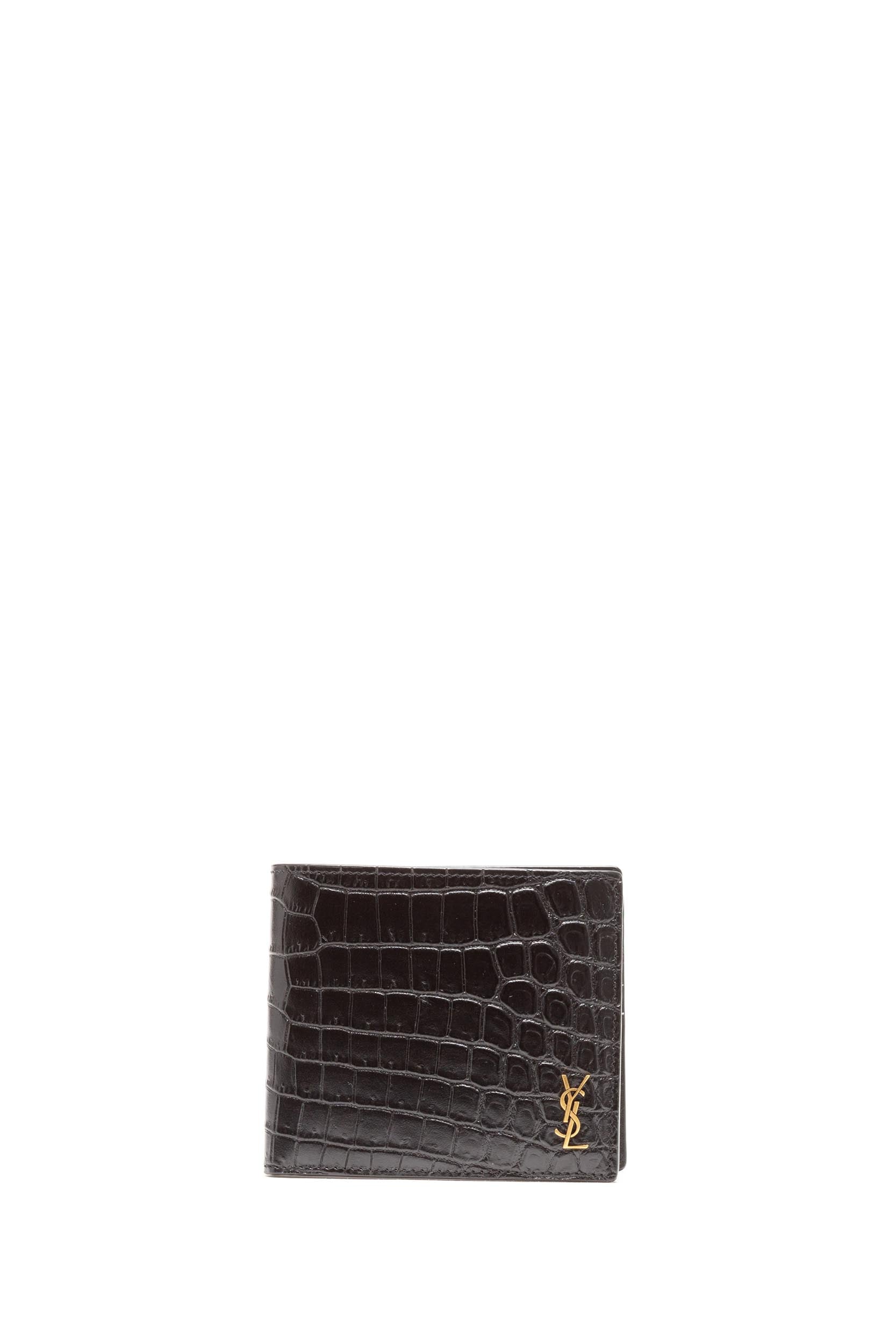 Saint Laurent Portafoglio Monogram in Pelle Opaca di colore nero