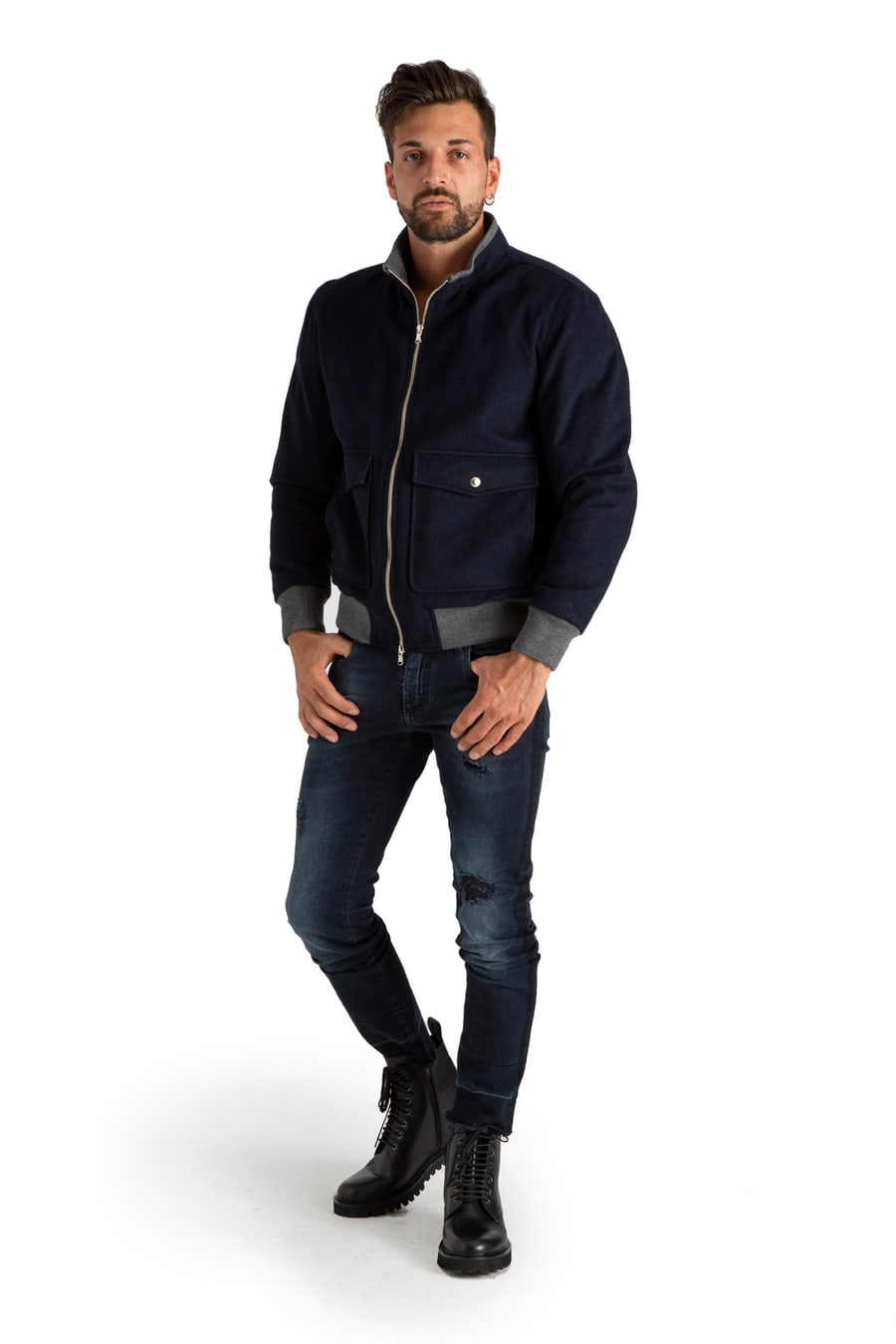 BARBA Bomber con collo alto e tasche, view 2