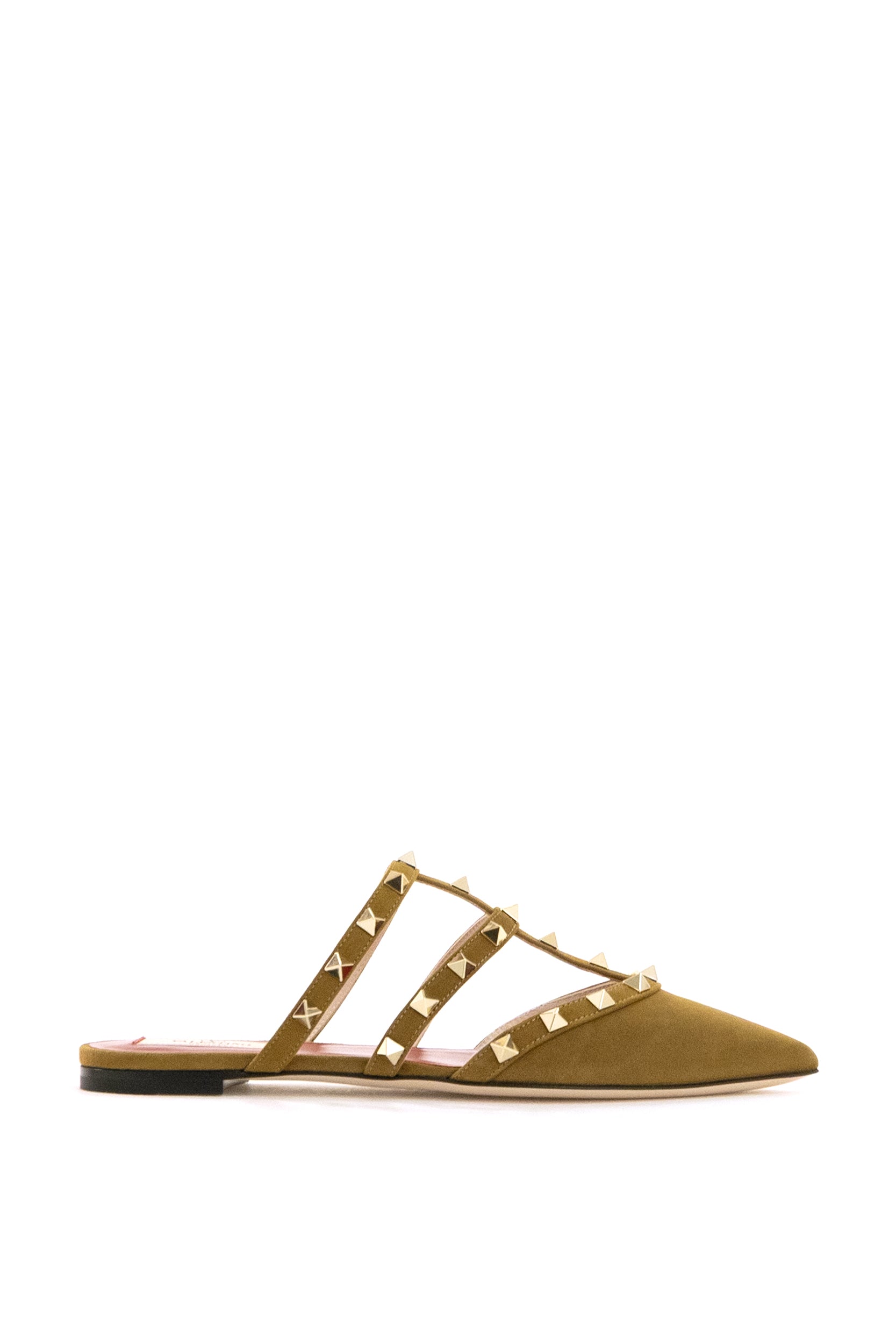 Valentino Garavani Mules Rockstud in suede color nocciola