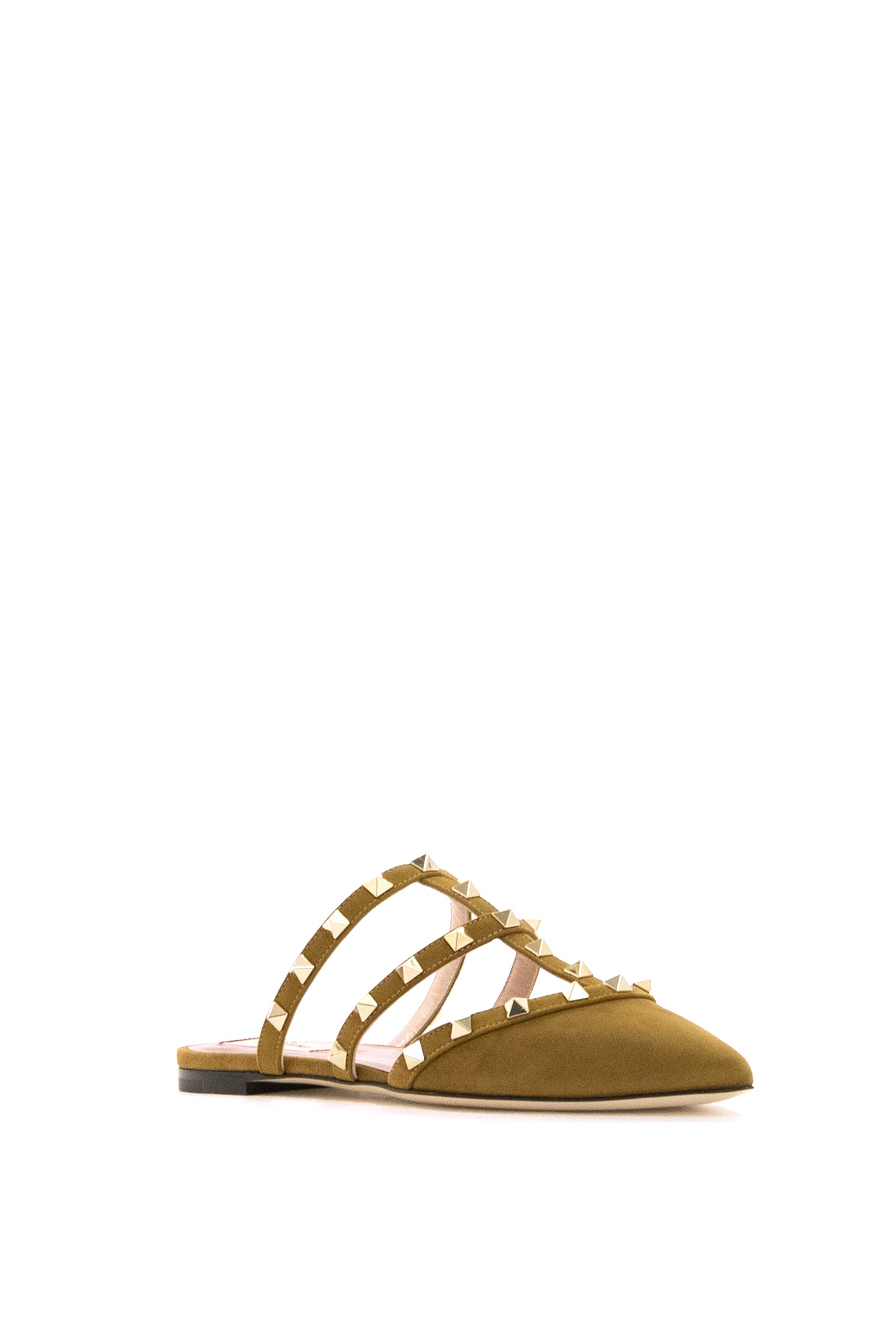 Valentino Garavani Mules Rockstud in suede color nocciola, view 2