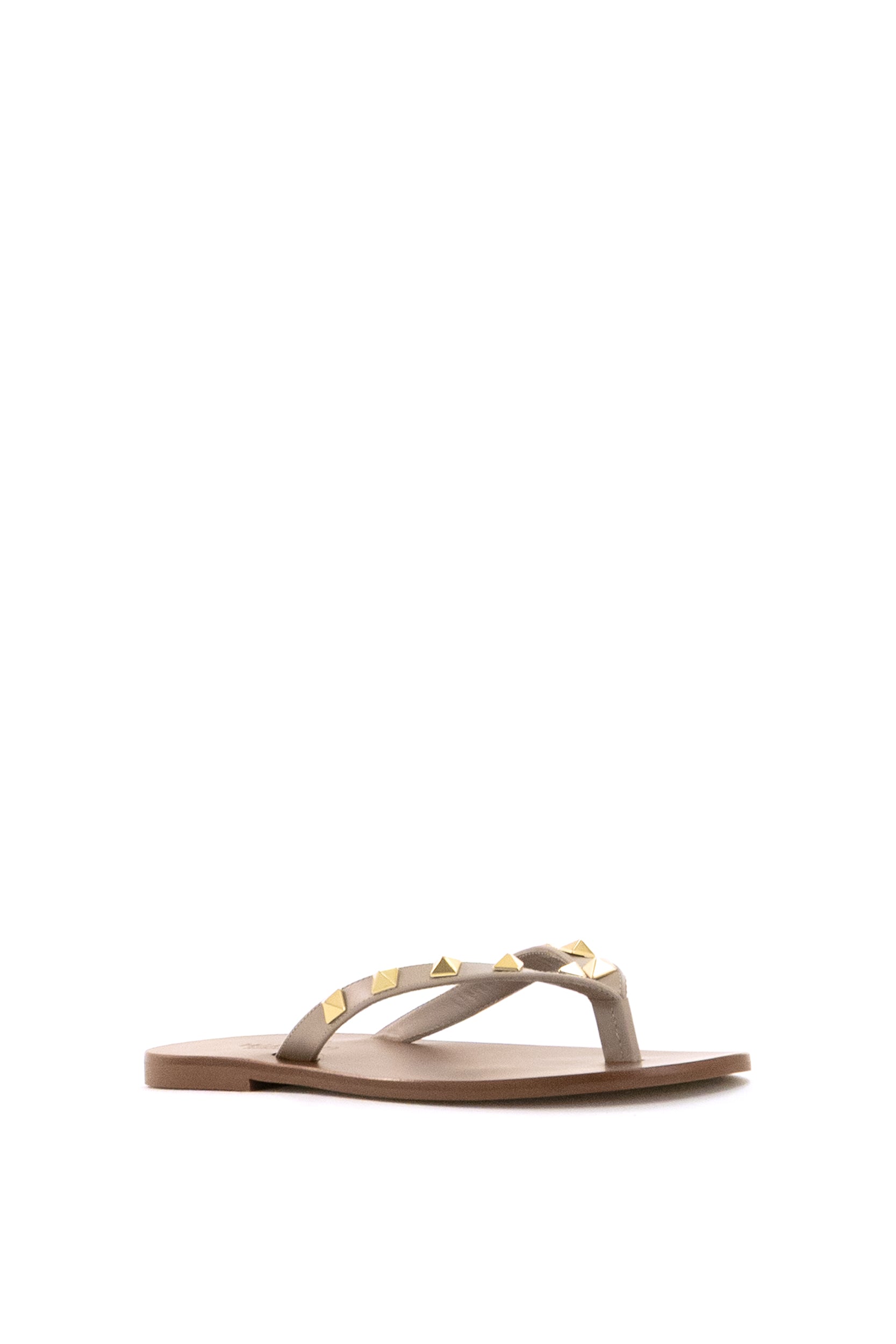 Valentino Garavani Sandali Thong Rockstud in pelle color rosa cipria, view 2
