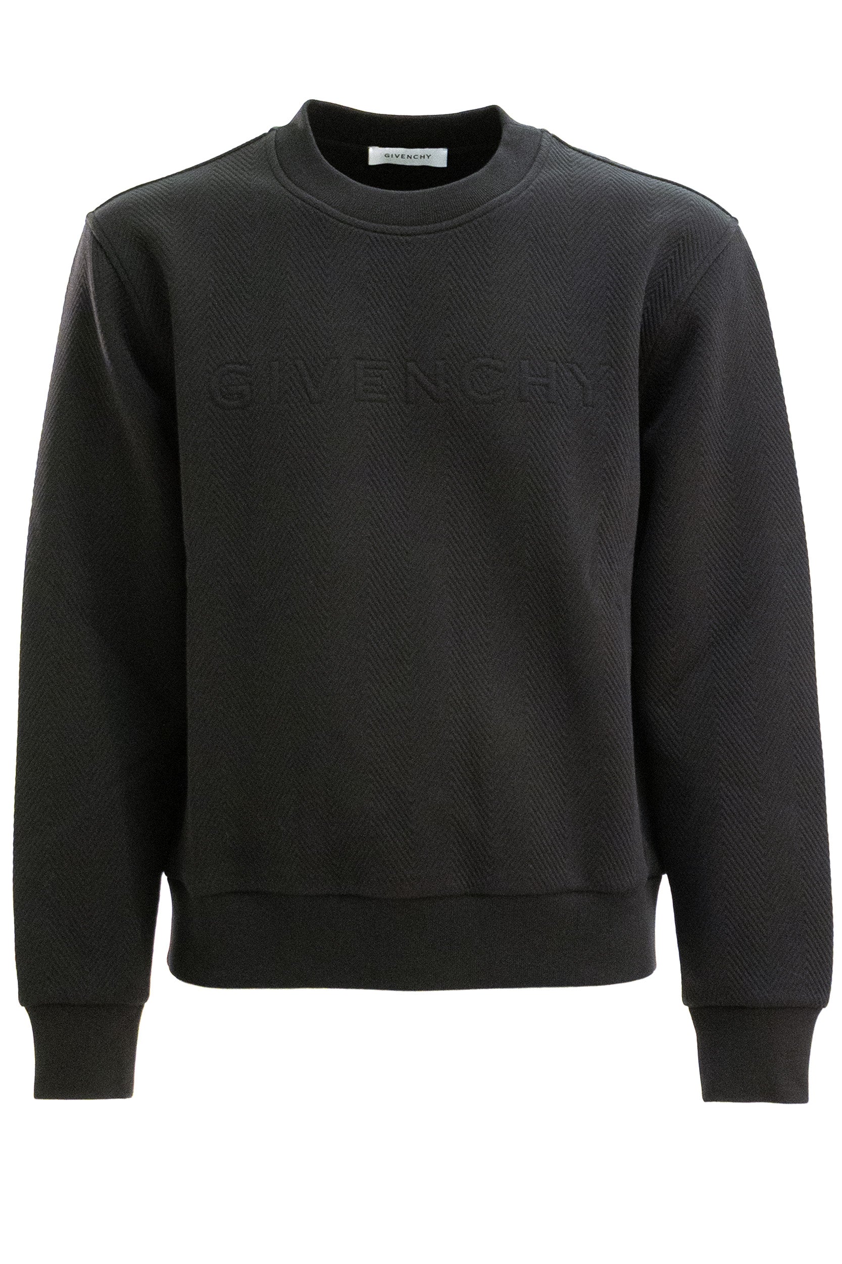 Givenchy Felpa in cotone con motivo chevron di colore nero