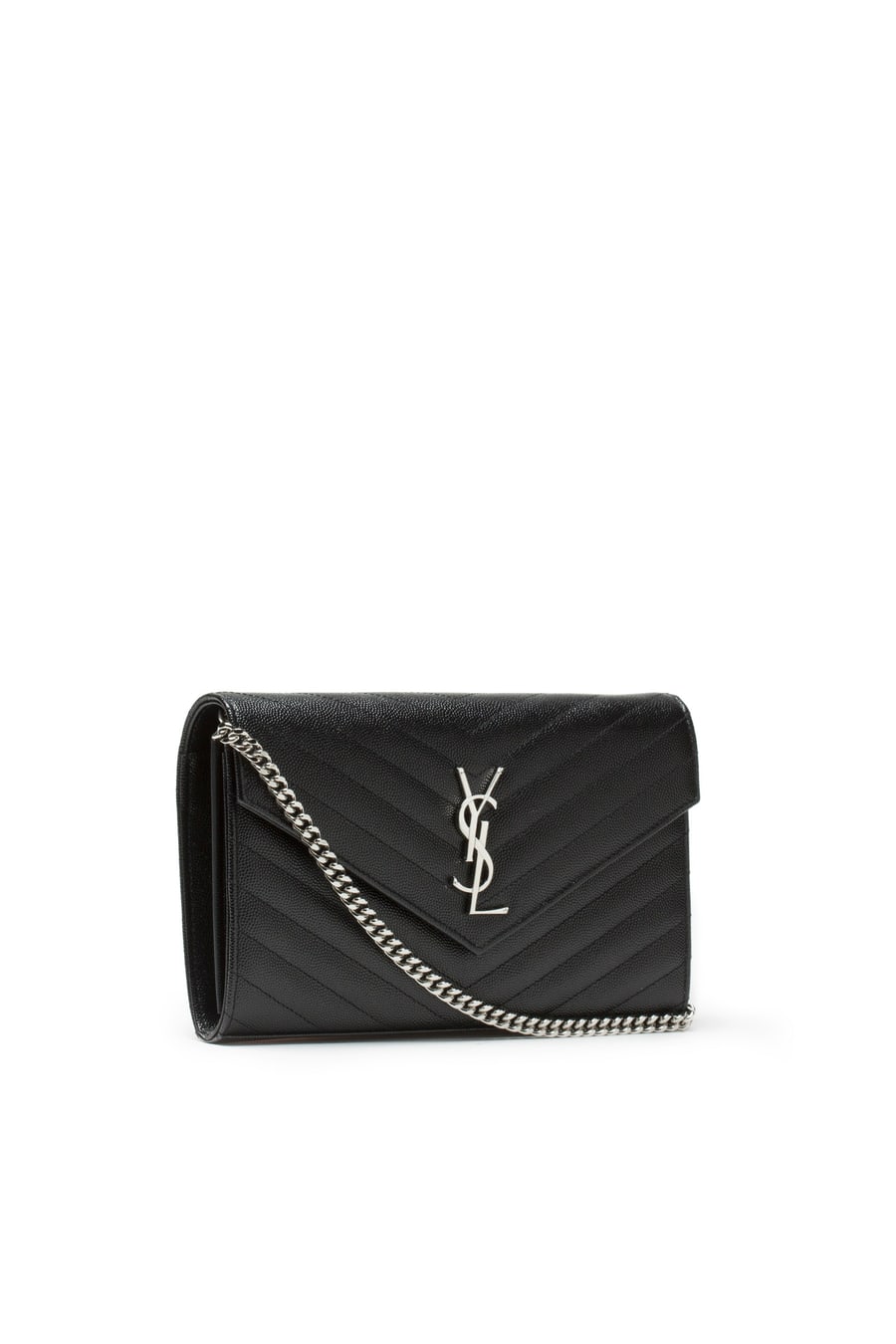 Saint Laurent Pochette Cassandre in Pelle Grain de Poudre di colore nero, view 2