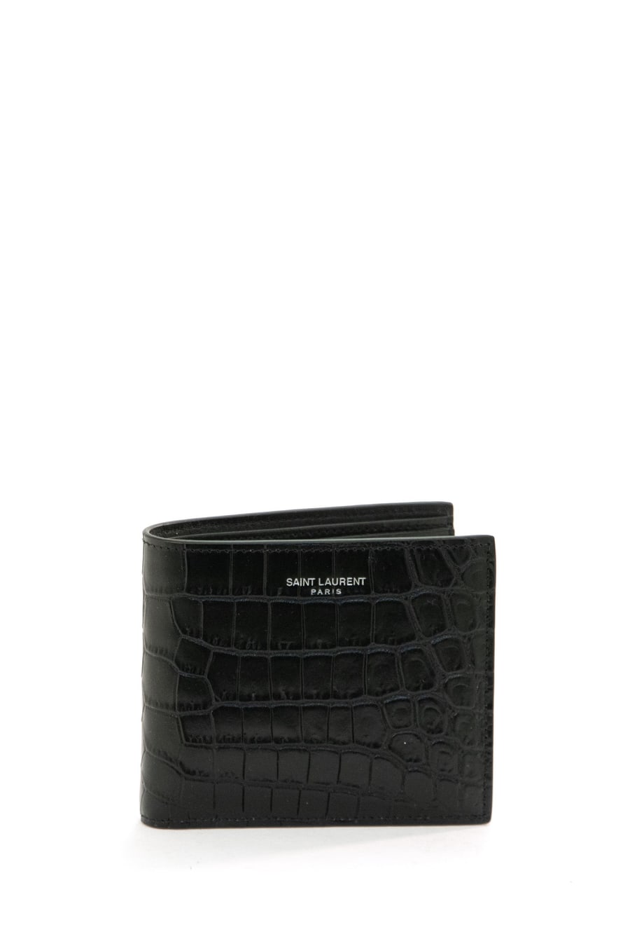 Saint Laurent Portafoglio in pelle stampa cocco color nero