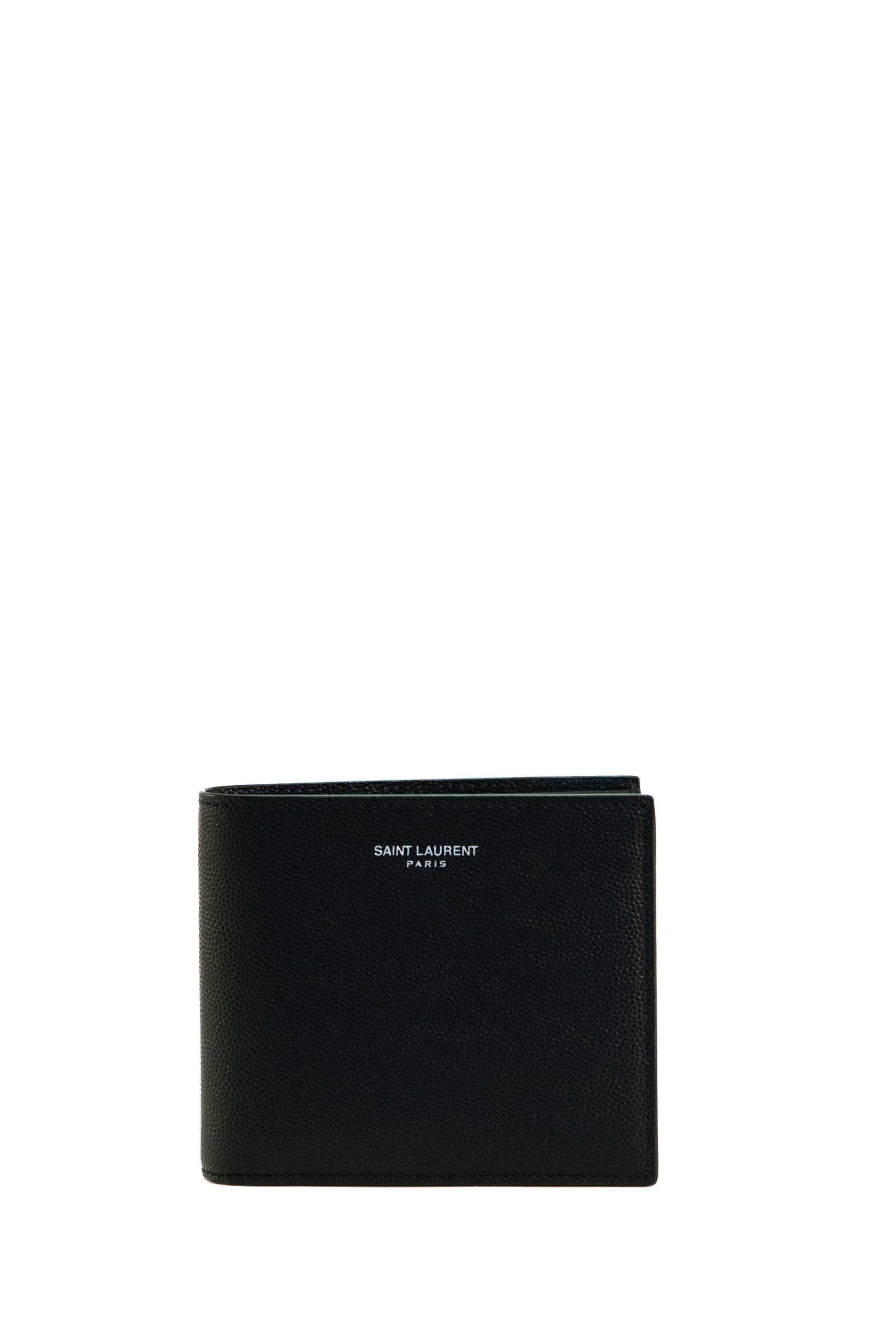 Saint Laurent Portafoglio in pelle a texture con logo lettering colore nero