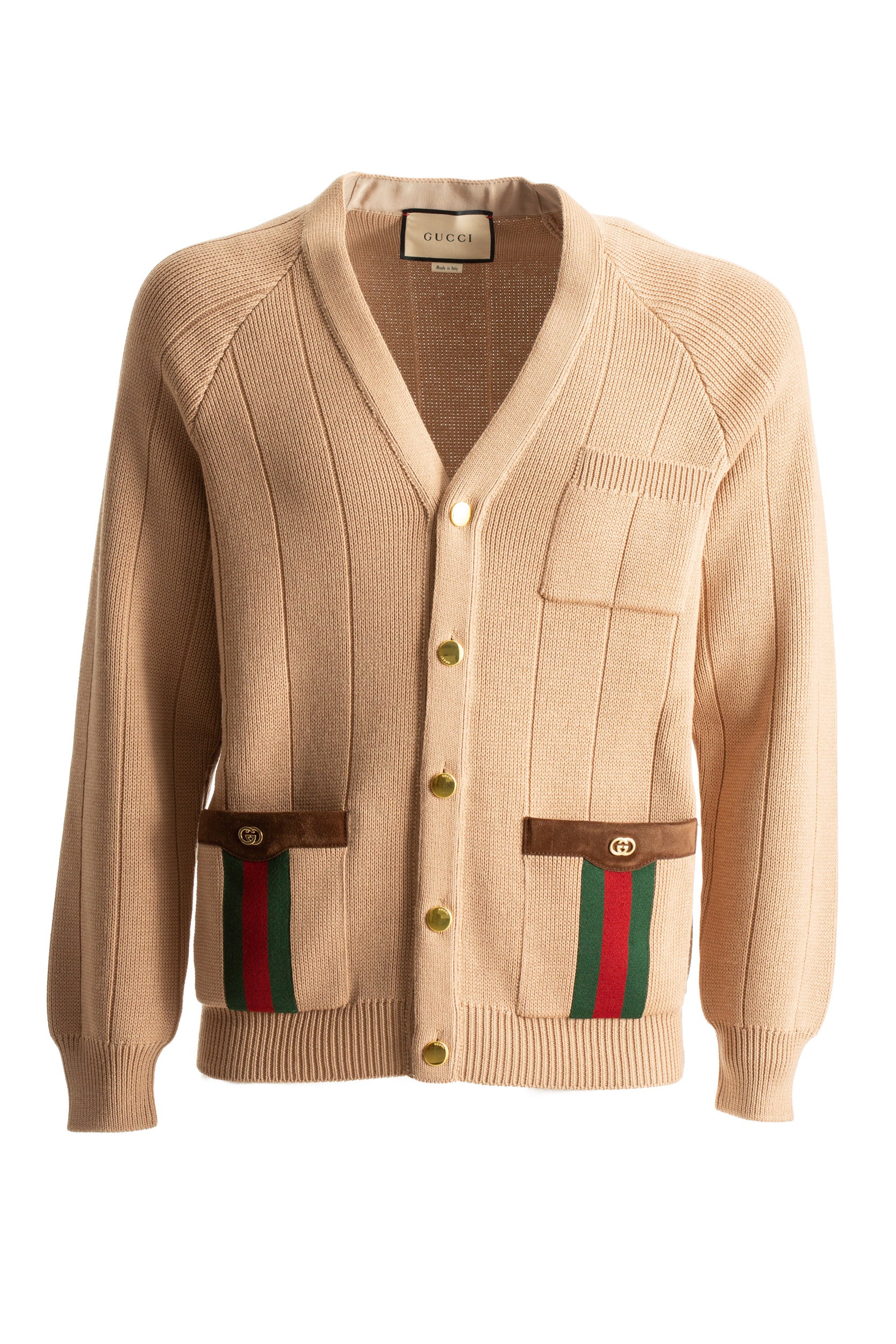 Gucci Gucci 626349 XKBFJ2184 Cardigan in Misto Lana Lavorata a Maglia con Nastro Web