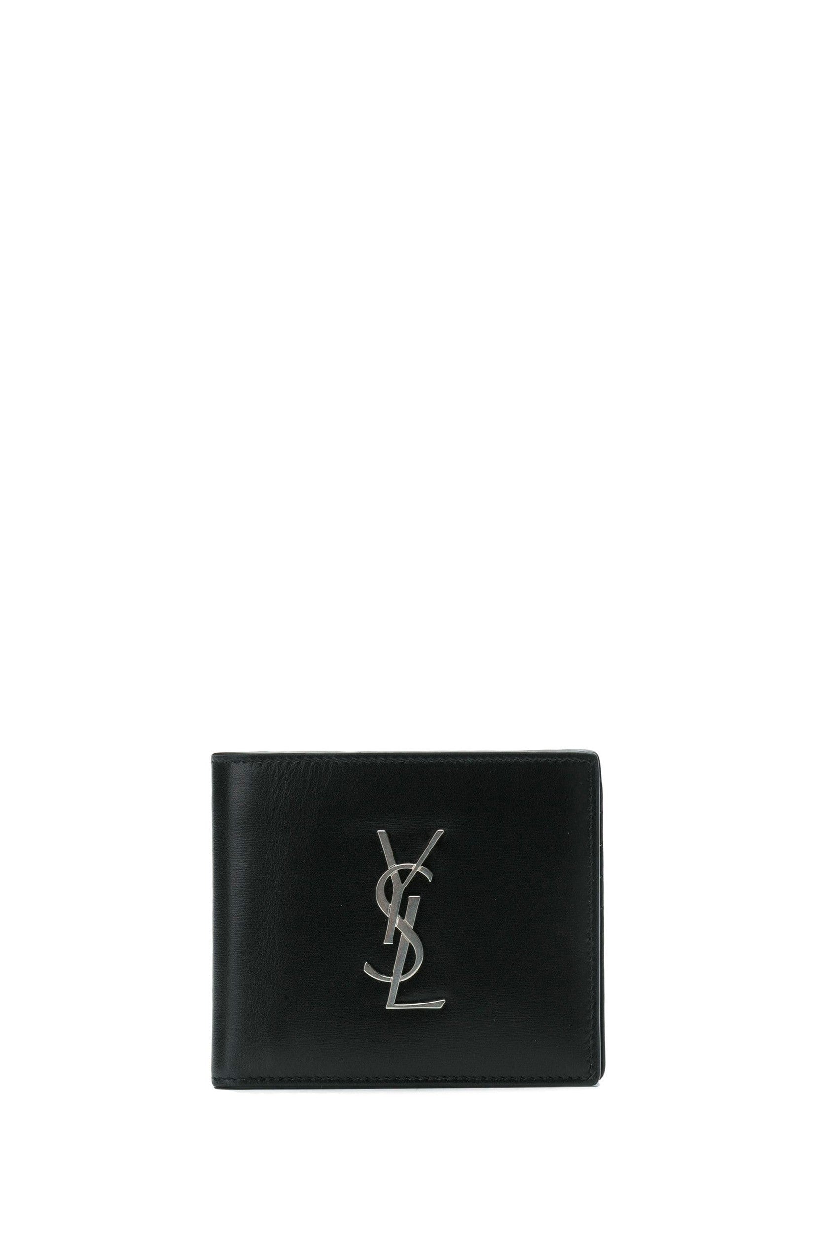 Saint Laurent Portafoglio Monogram in Vitello Liscio di colore nero