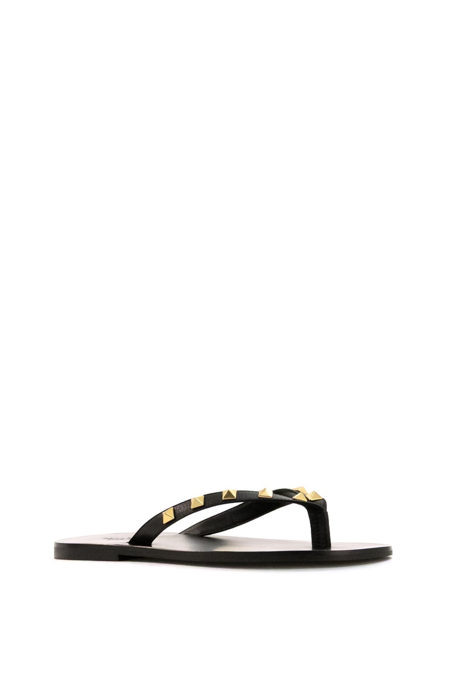 Valentino Garavani Sandali Infradito Rockstud in pelle di colore nero, view 2