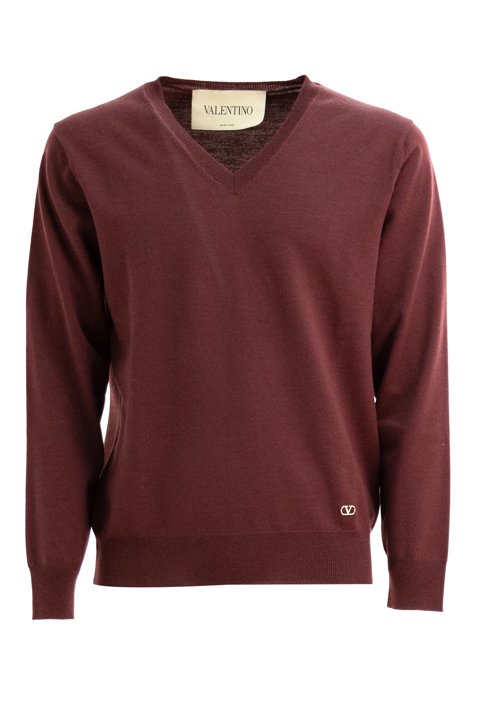Valentino Garavani Pullover in lana vergine di colore bordeaux