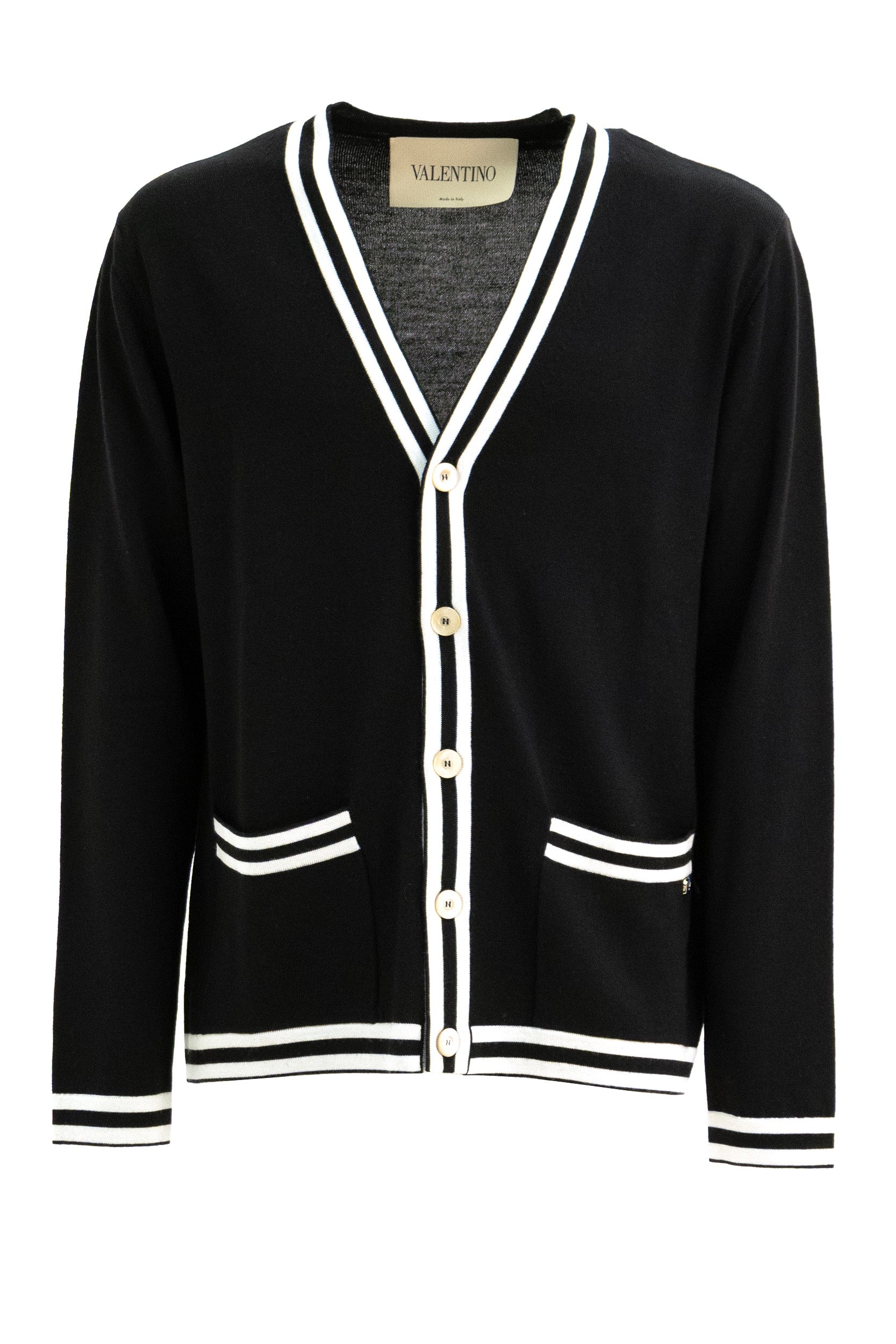 Valentino Garavani Cardigan in lana vergine di colore nero