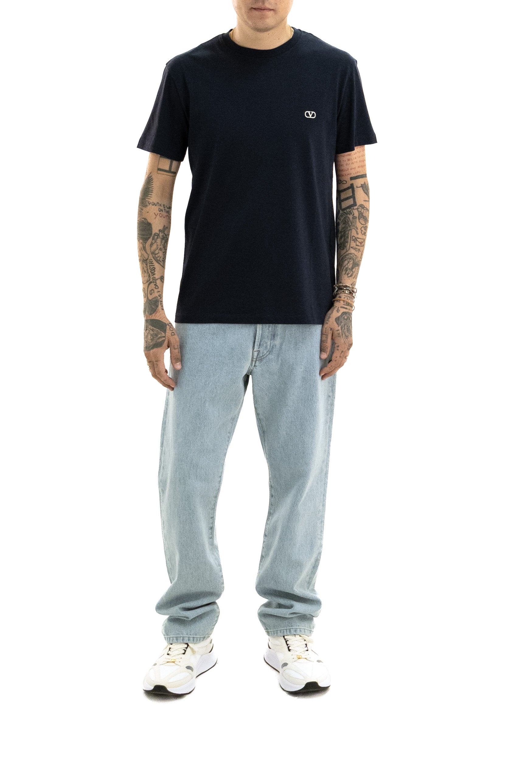 Valentino Garavani T-shirt in cotone di colore blu, view 2
