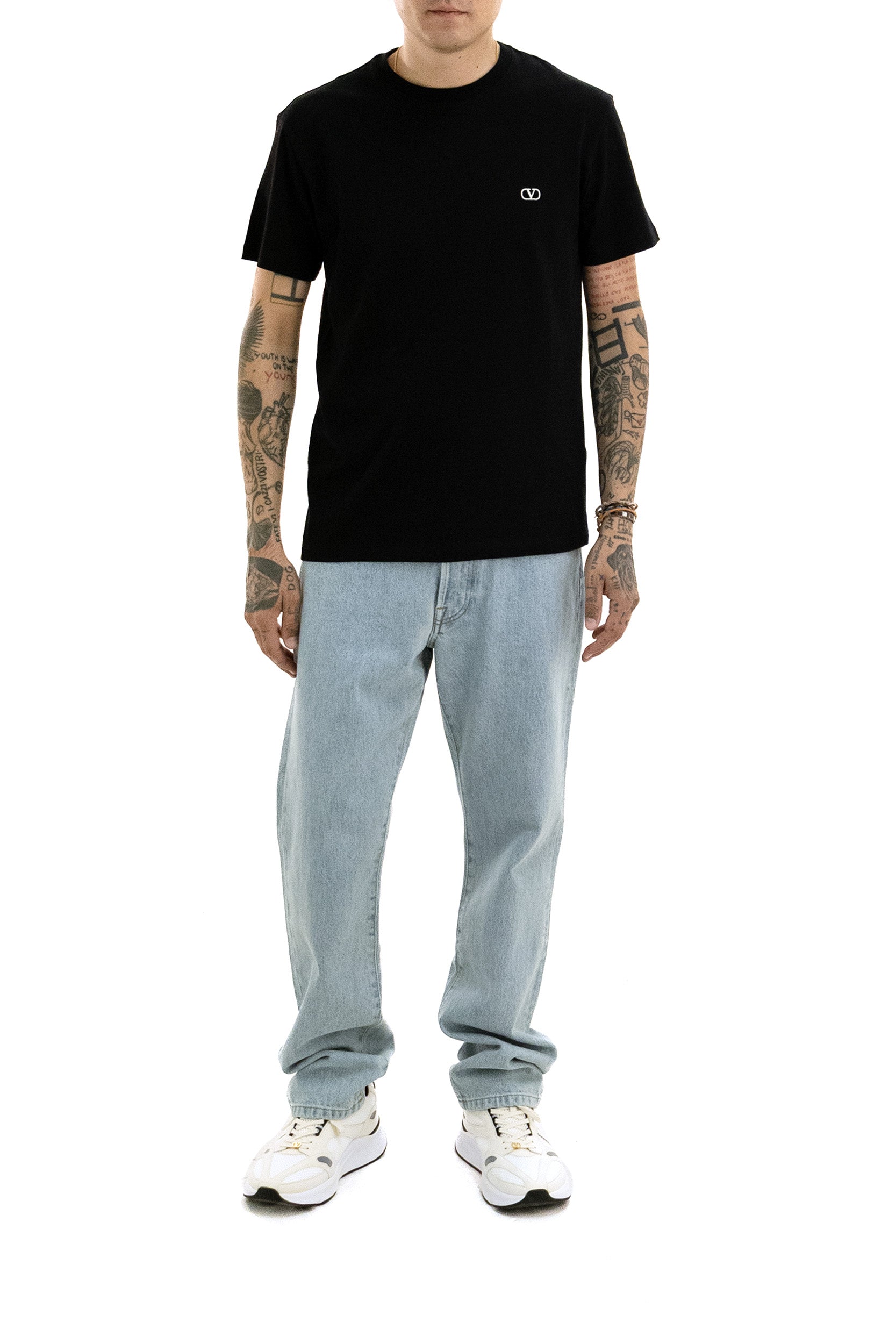 Valentino Garavani T-shirt in cotone di colore nero, view 2
