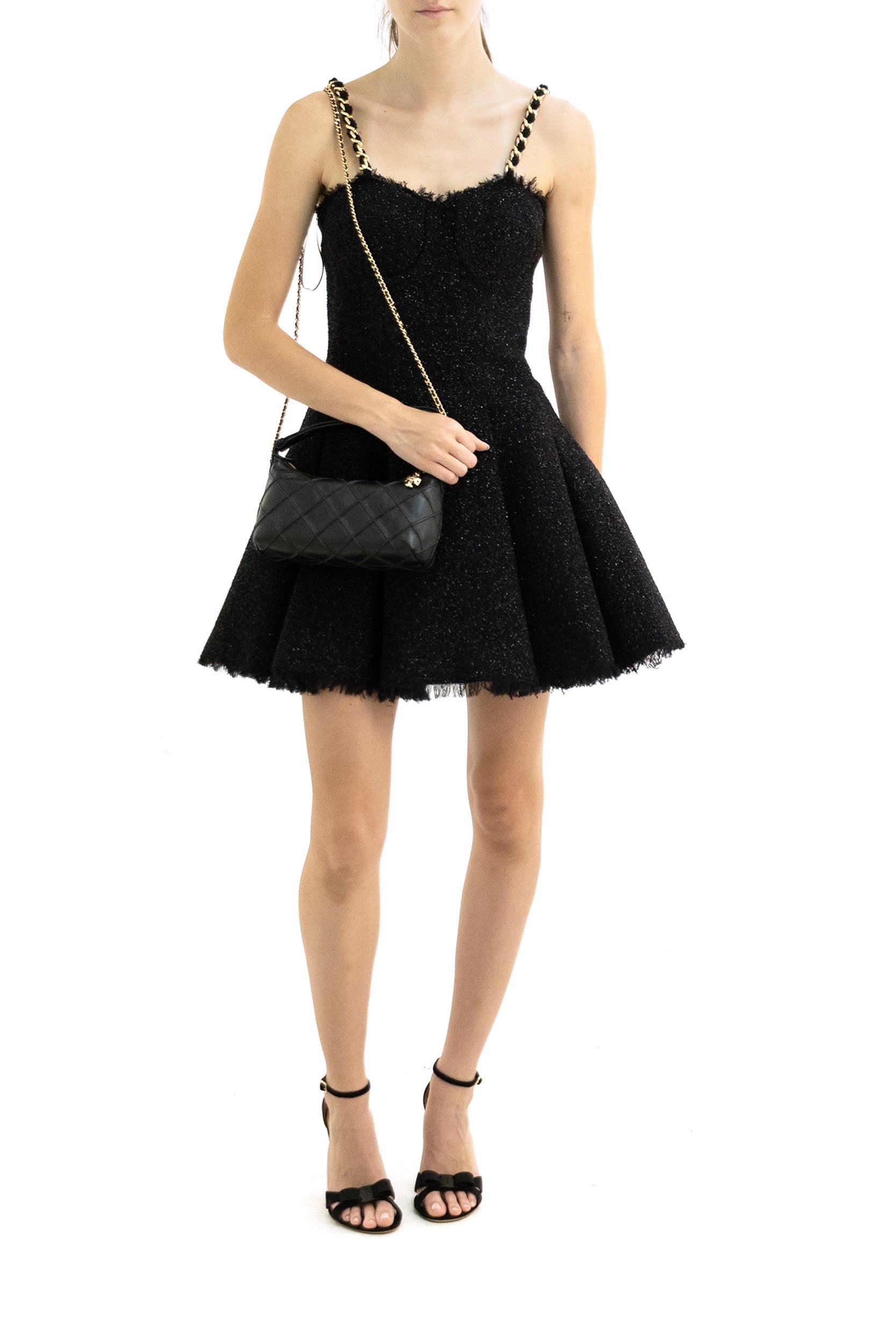 Balmain Abito in lurex di colore nero, view 2