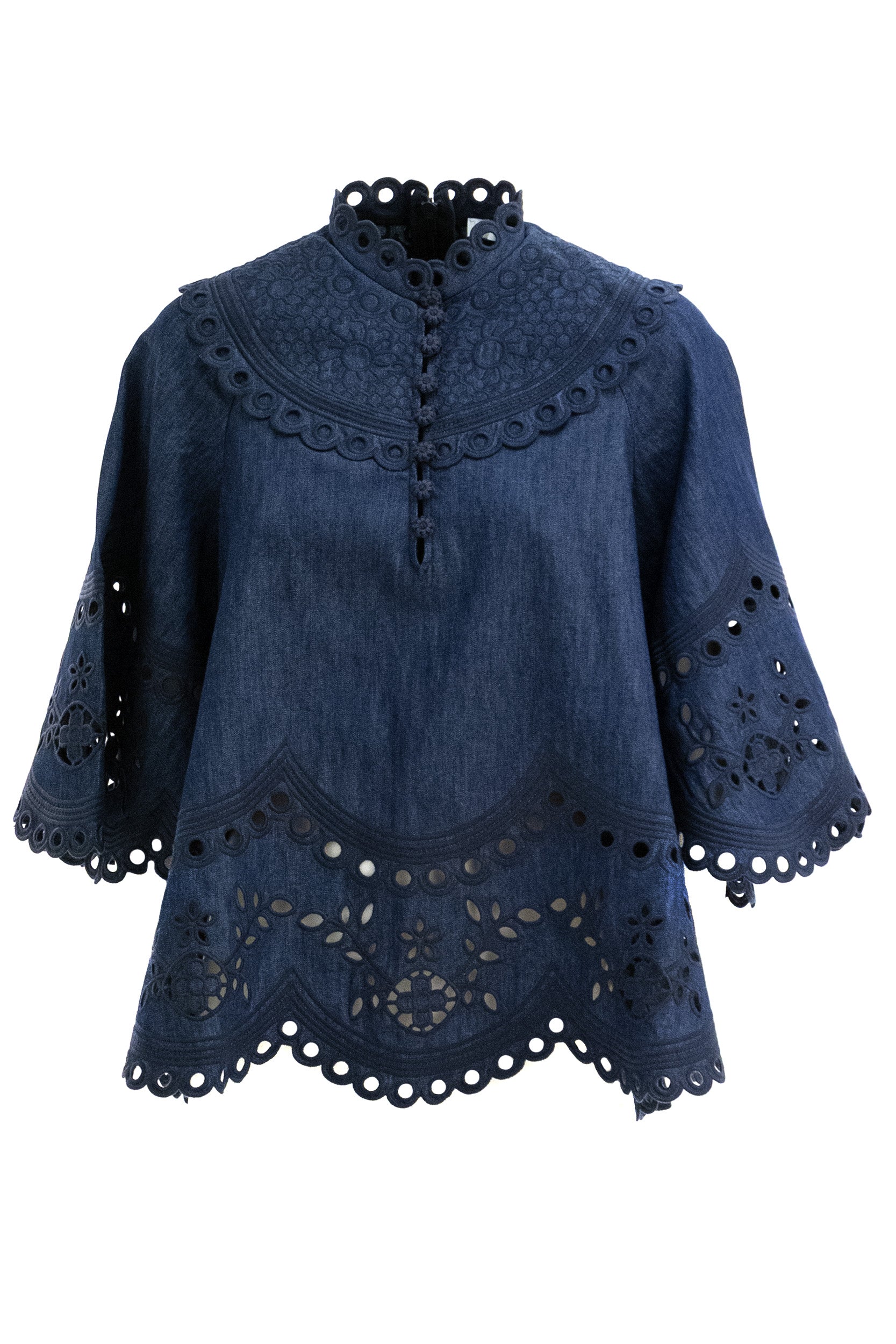 Zimmermann Blusa in denim di cotone di colore blu