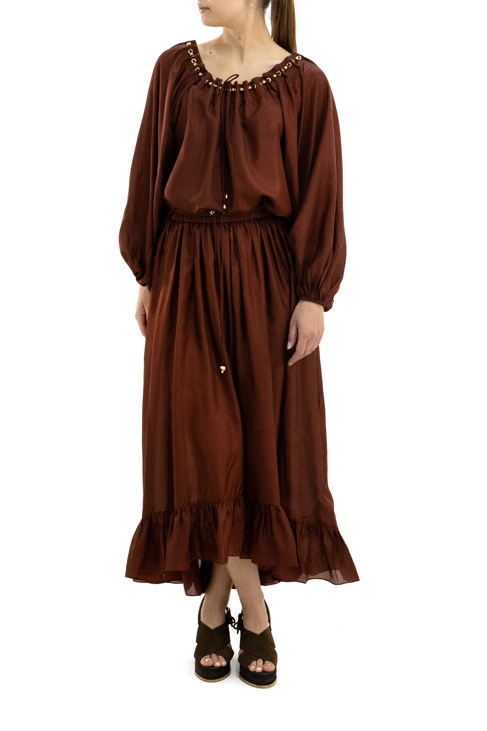 Zimmermann Blusa Aster in seta color bordeaux, view 2