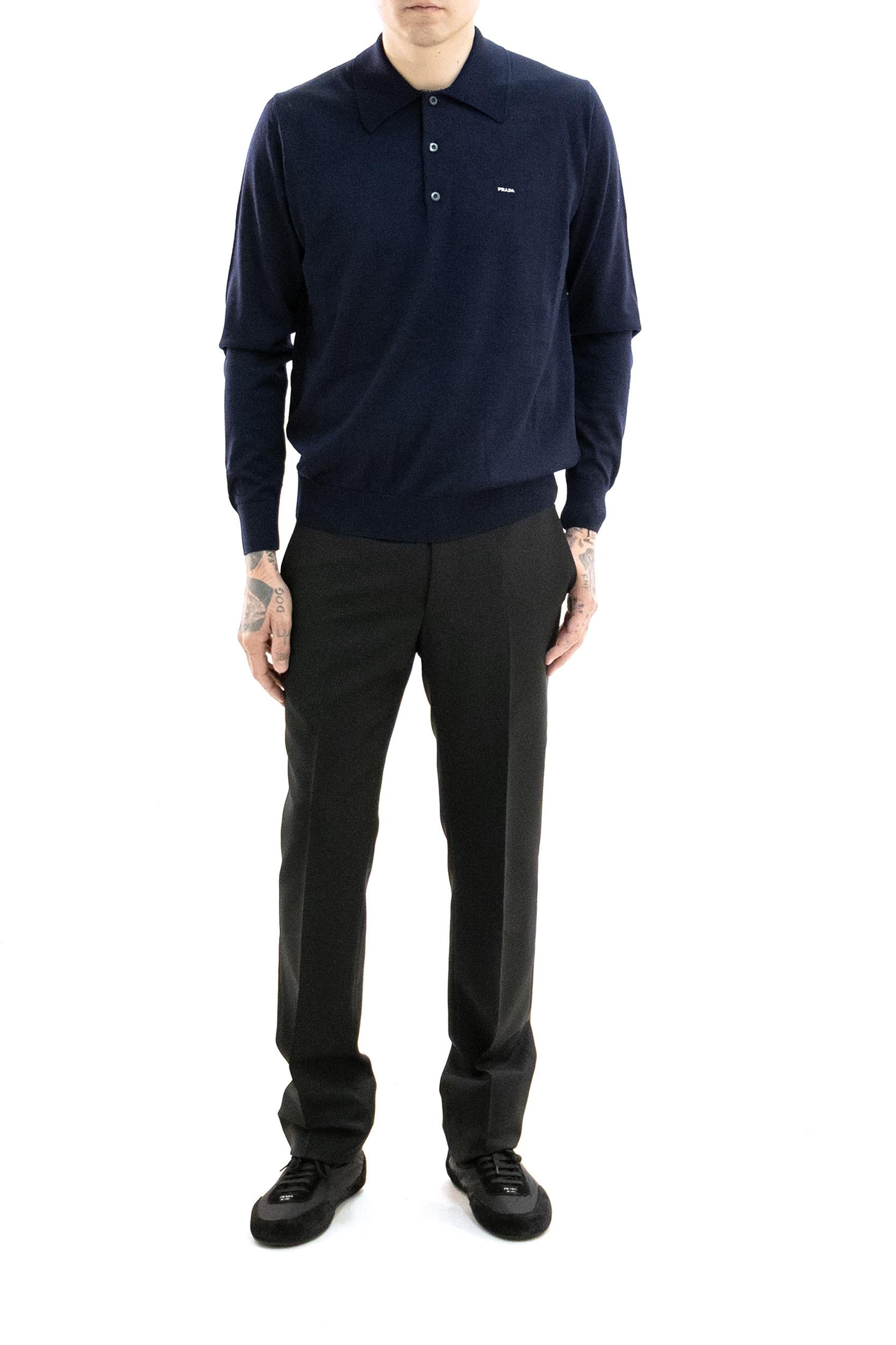 Prada Polo in lana di colore blu, view 2