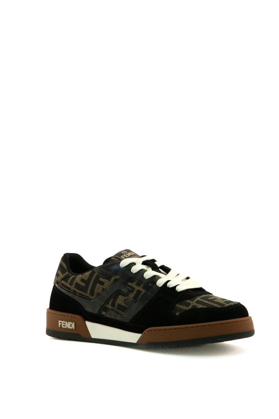 Fendi Sneakers Fendi Match low-top in canvas FF jacquard marrone e tabacco, view 2