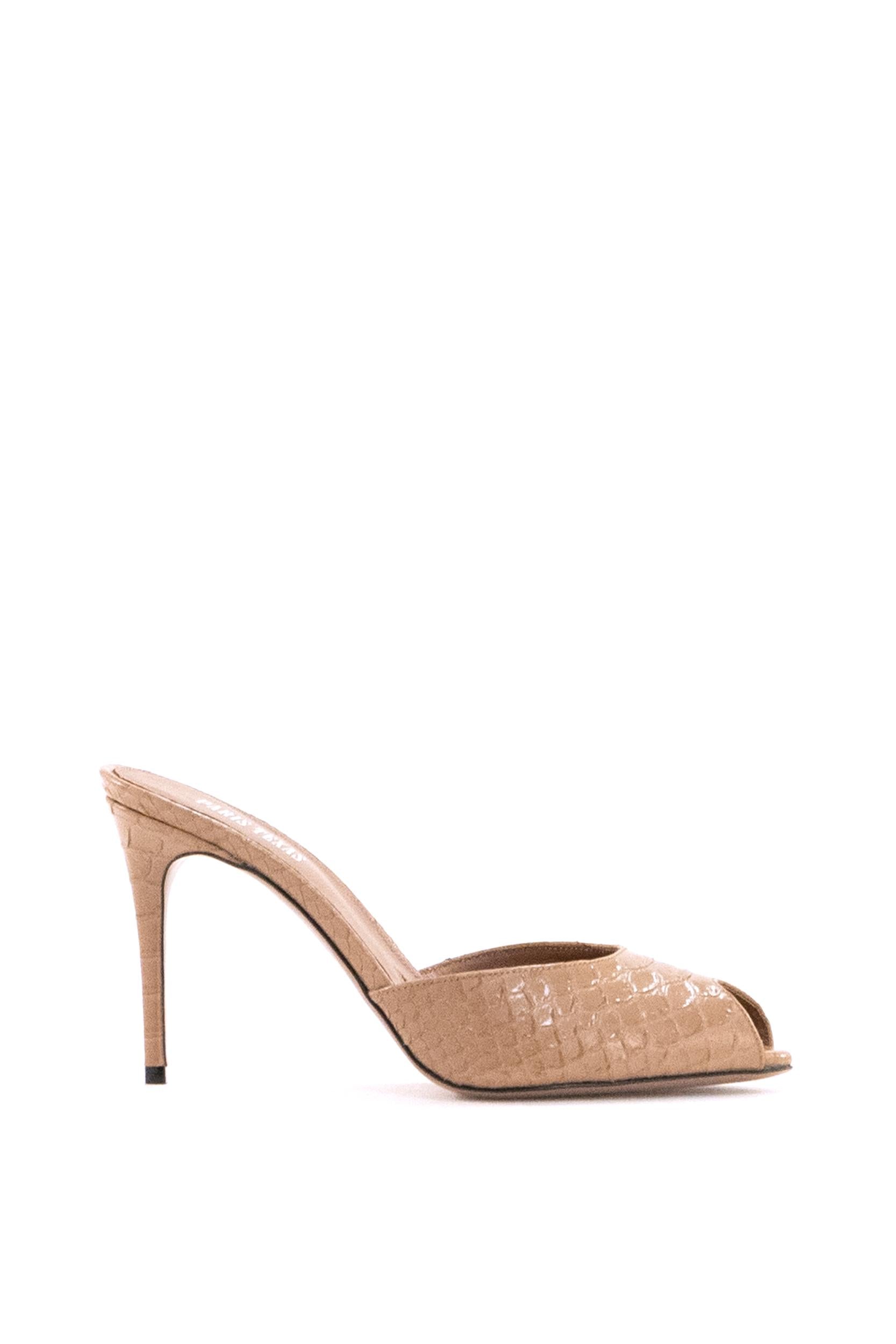PARIS TEXAS Mules Vera in pelle stampa rettile color rosa cipria