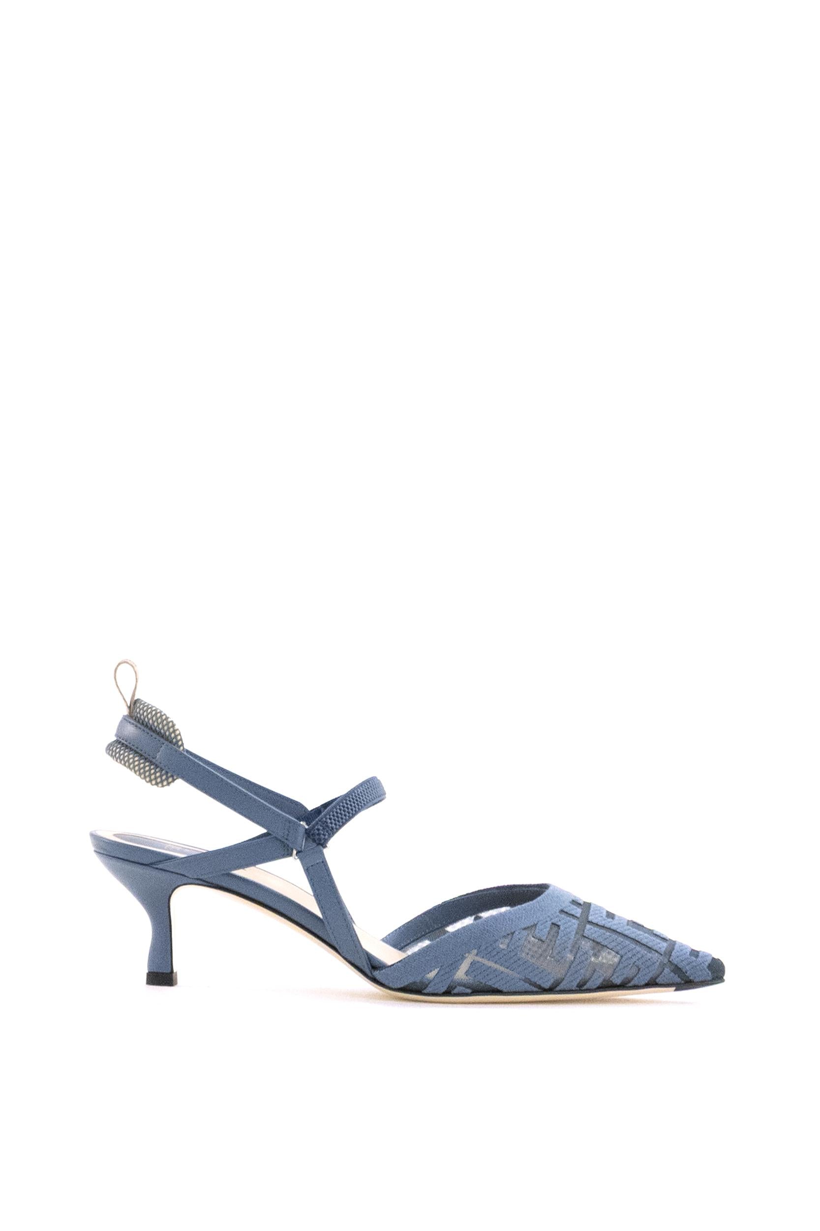 Fendi Slingbacks Colibrì Lite in mesh con ricamo FF color azzurro