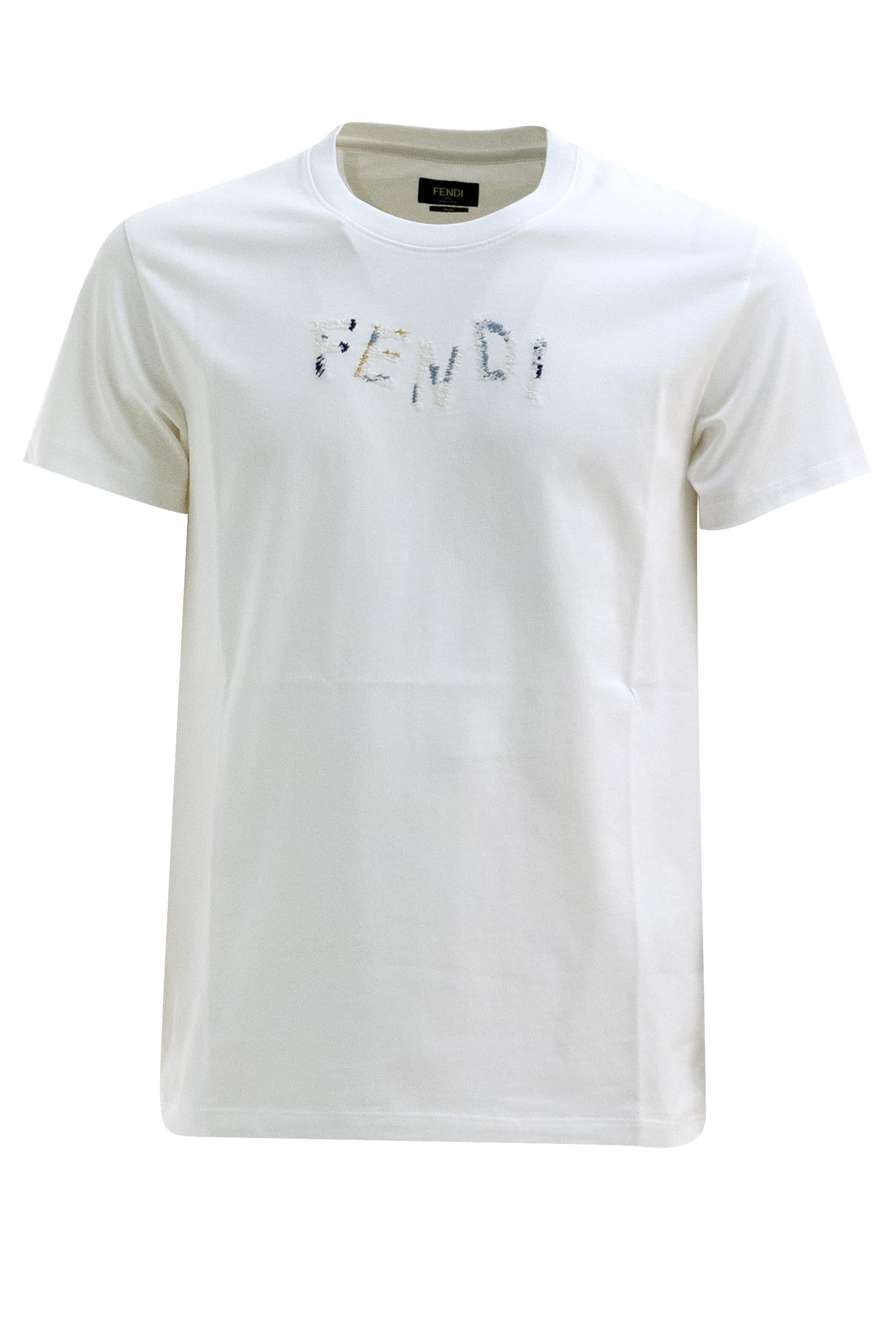 Fendi T-shirt in cotone di colore bianco