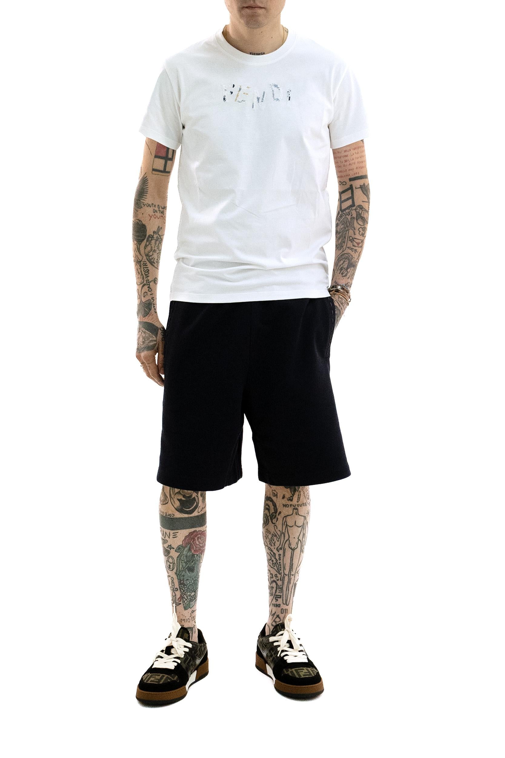 Fendi T-shirt in cotone di colore bianco, view 2