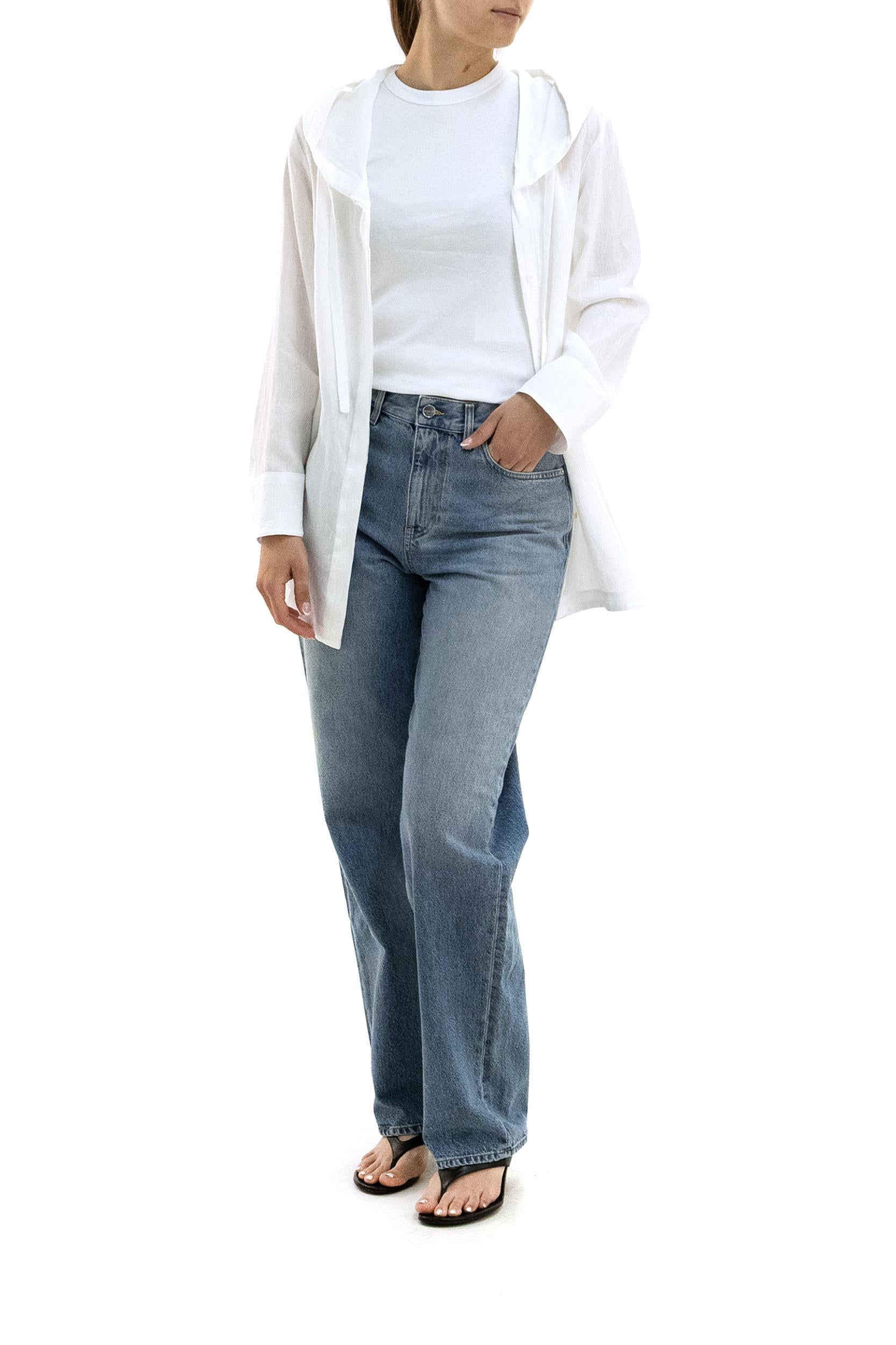 'S Max Mara Blusa in lino di colore bianco, view 2