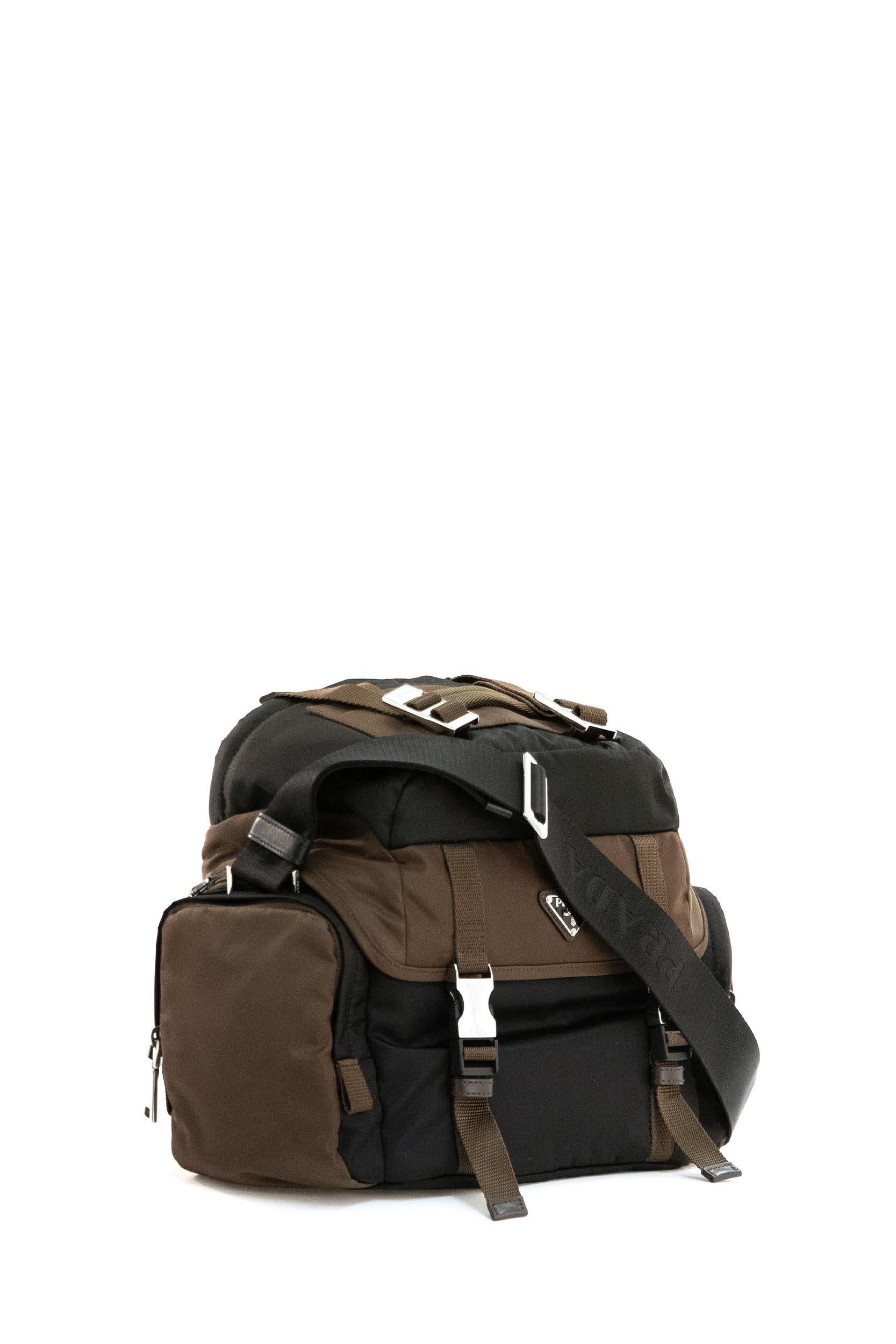 Prada Borsa a tracolla in Re-Nylon di colore nero e marrone, view 2