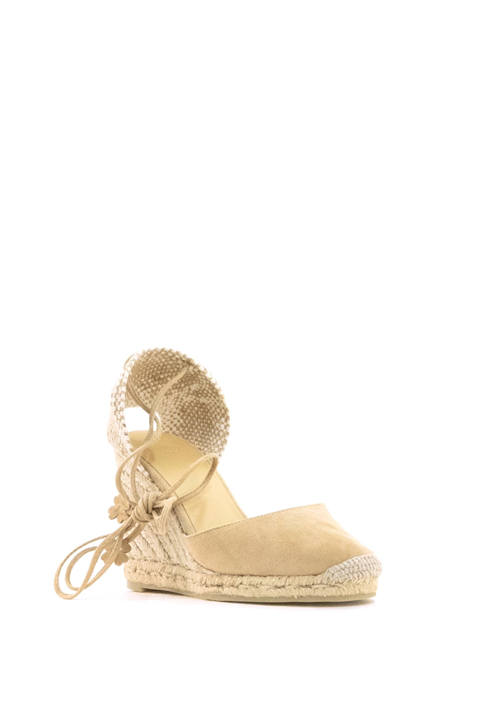 CASTANER Espadrillas con zeppa Carina in suede di colore beige, view 2