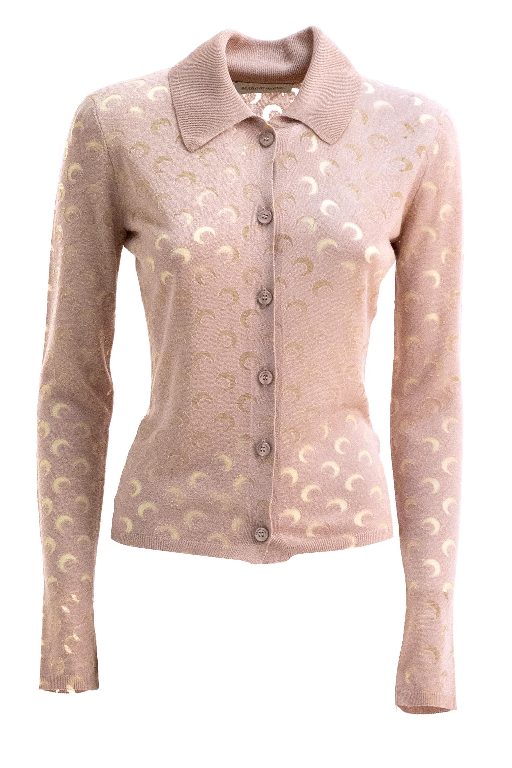MARINE SERRE Cardigan con stampa Moon di colore rosa