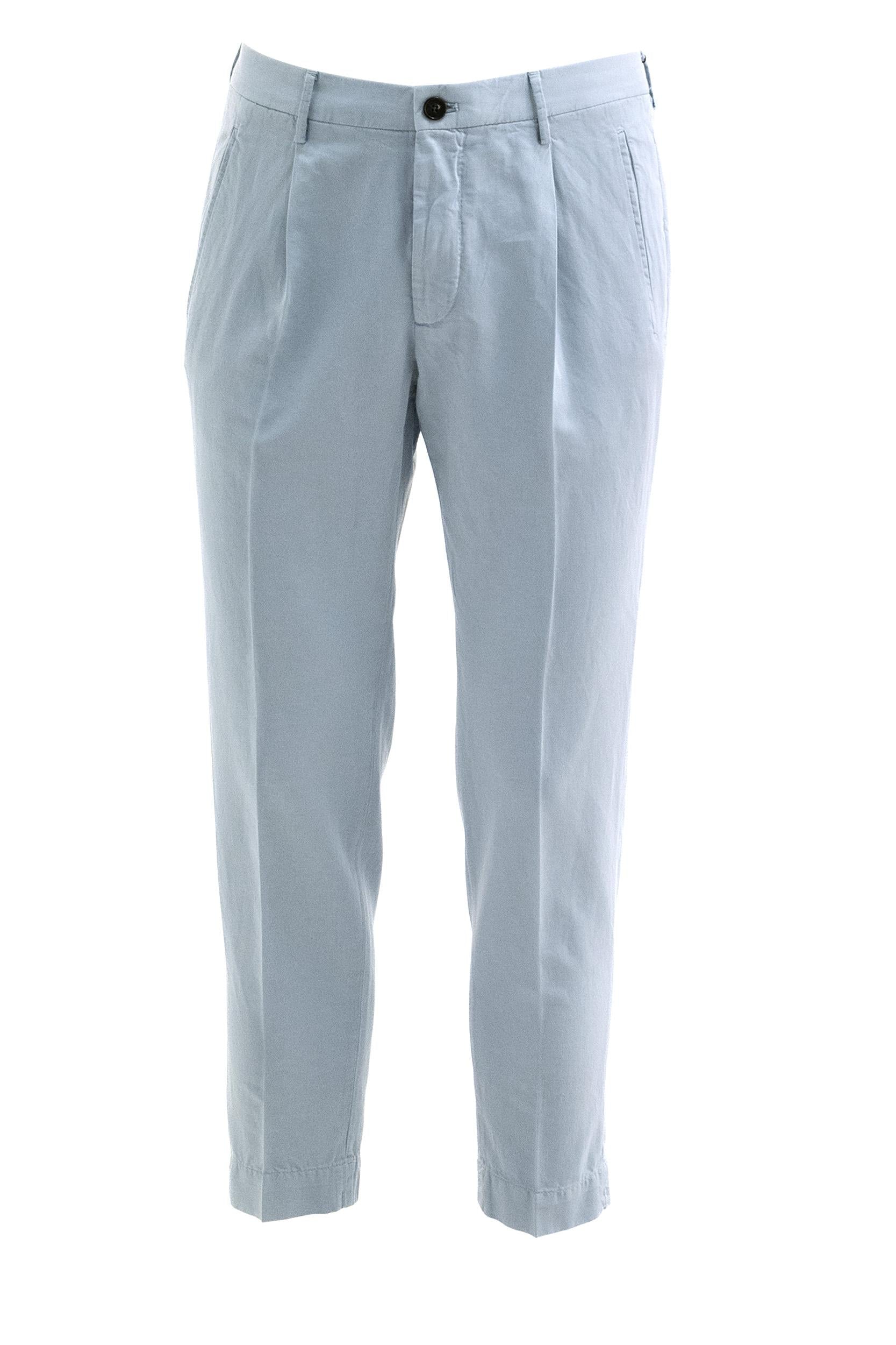 INCOTEX Pantaloni in cotone e lino di colore azzurro