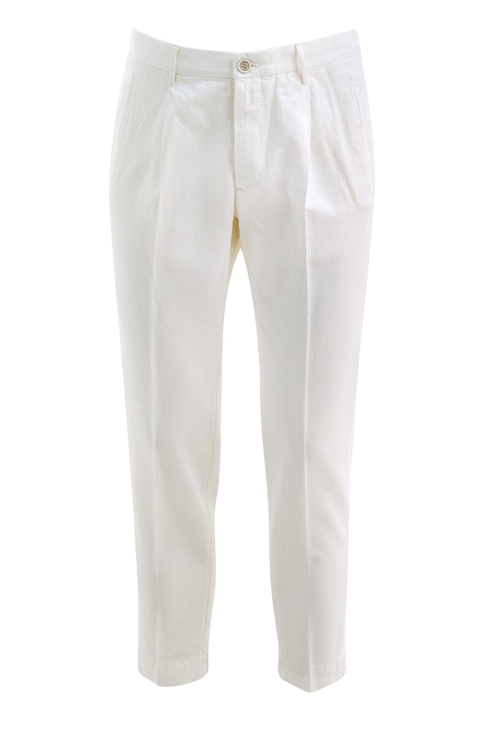 CRUNA Pantaloni in cotone di colore bianco