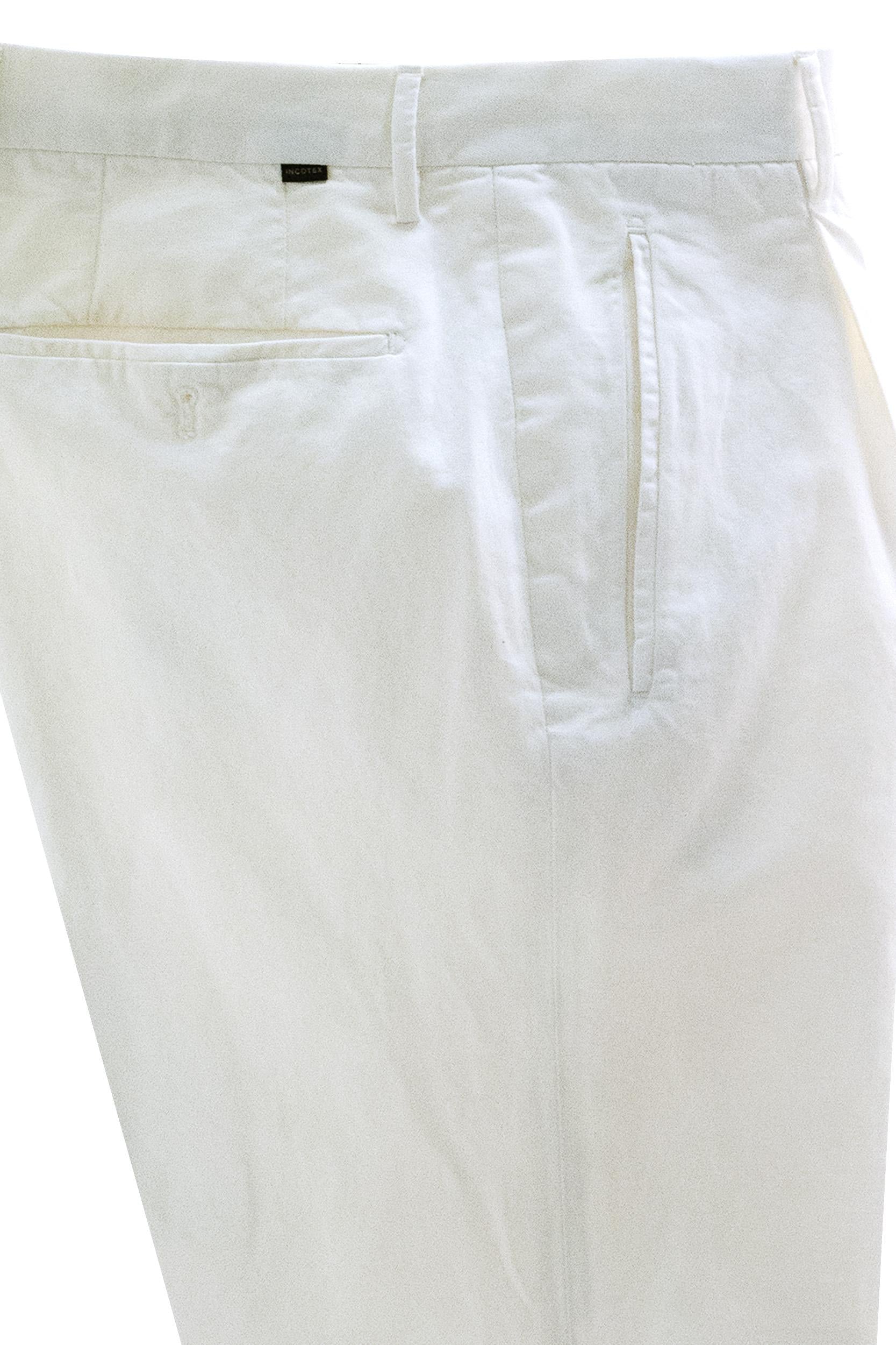 INCOTEX Pantaloni in cotone e lino di colore bianco, view 2