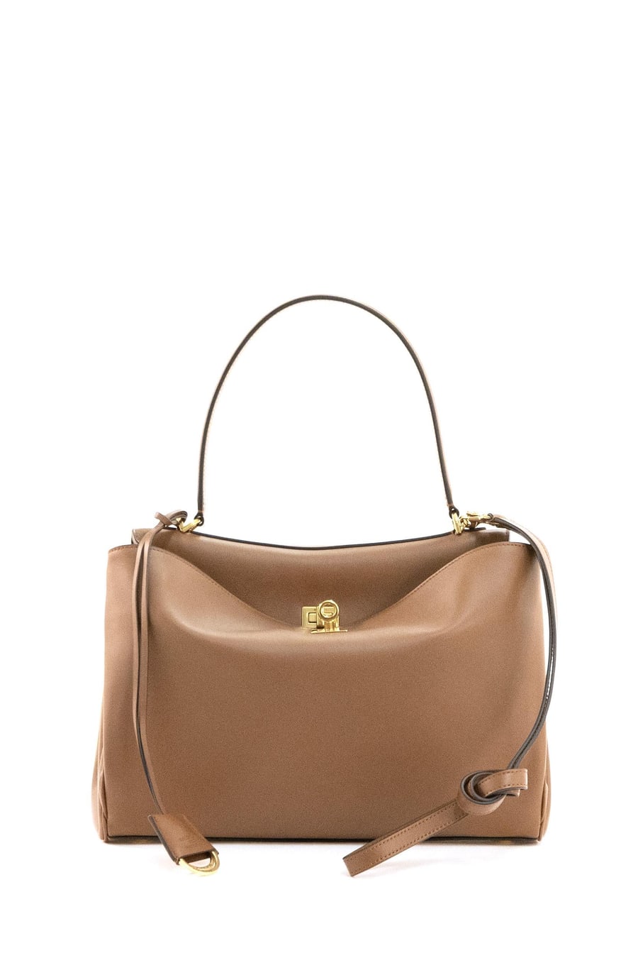 Balenciaga Borsa Rodeo Media  in pelle liscia color cammello