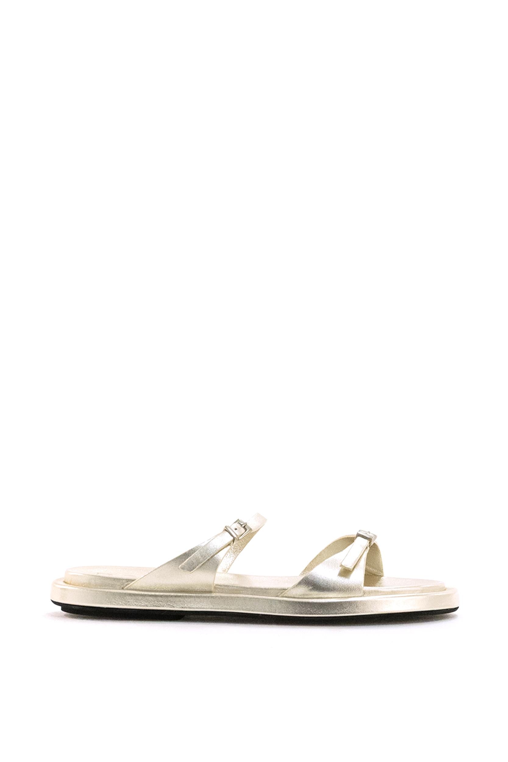 POEVE Sandali Laila in pelle color platino