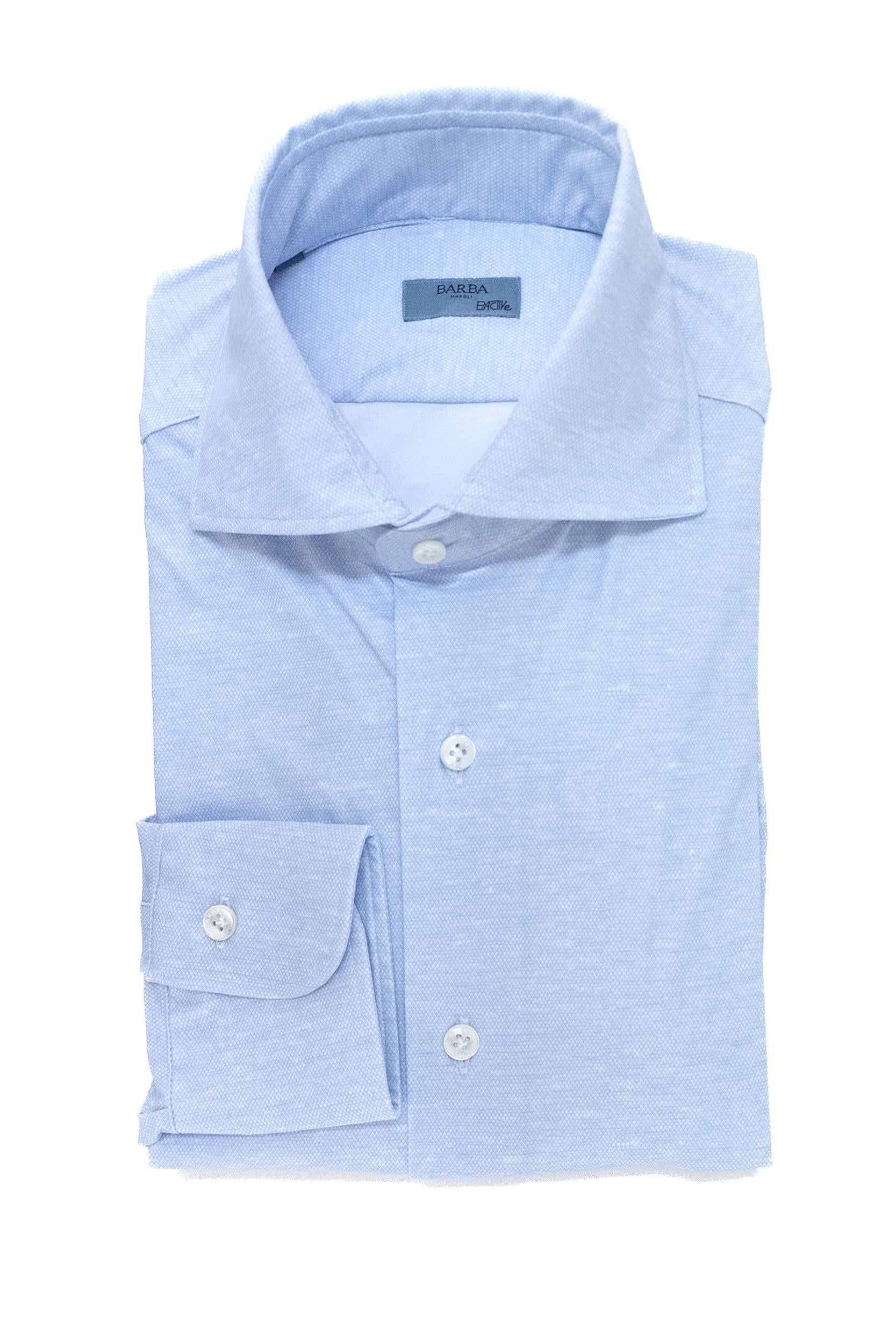 BARBA Camicia in tessuto tecnico di colore azzurro