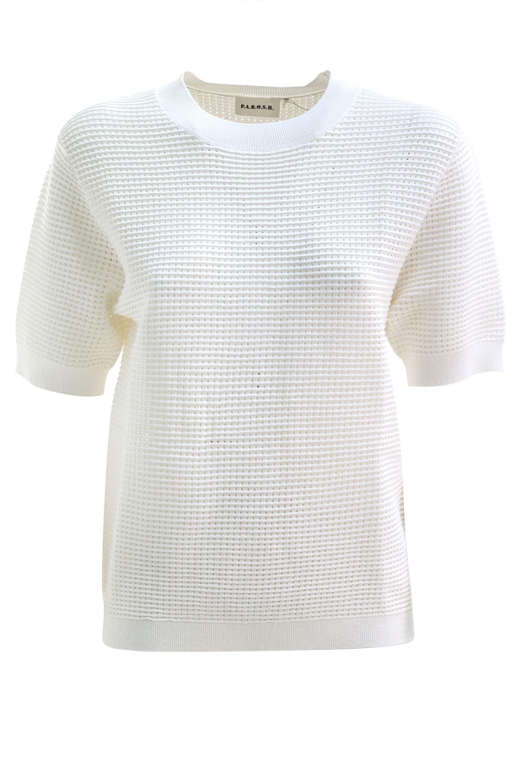 P.A.R.O.S.H. T-shirt a nido d'ape di colore bianco