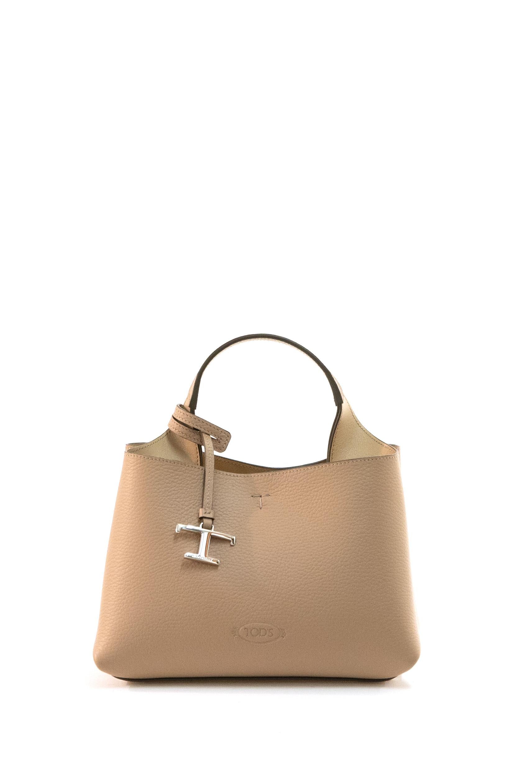 Tod's Borsa a mano in pelle martellata di colore beige