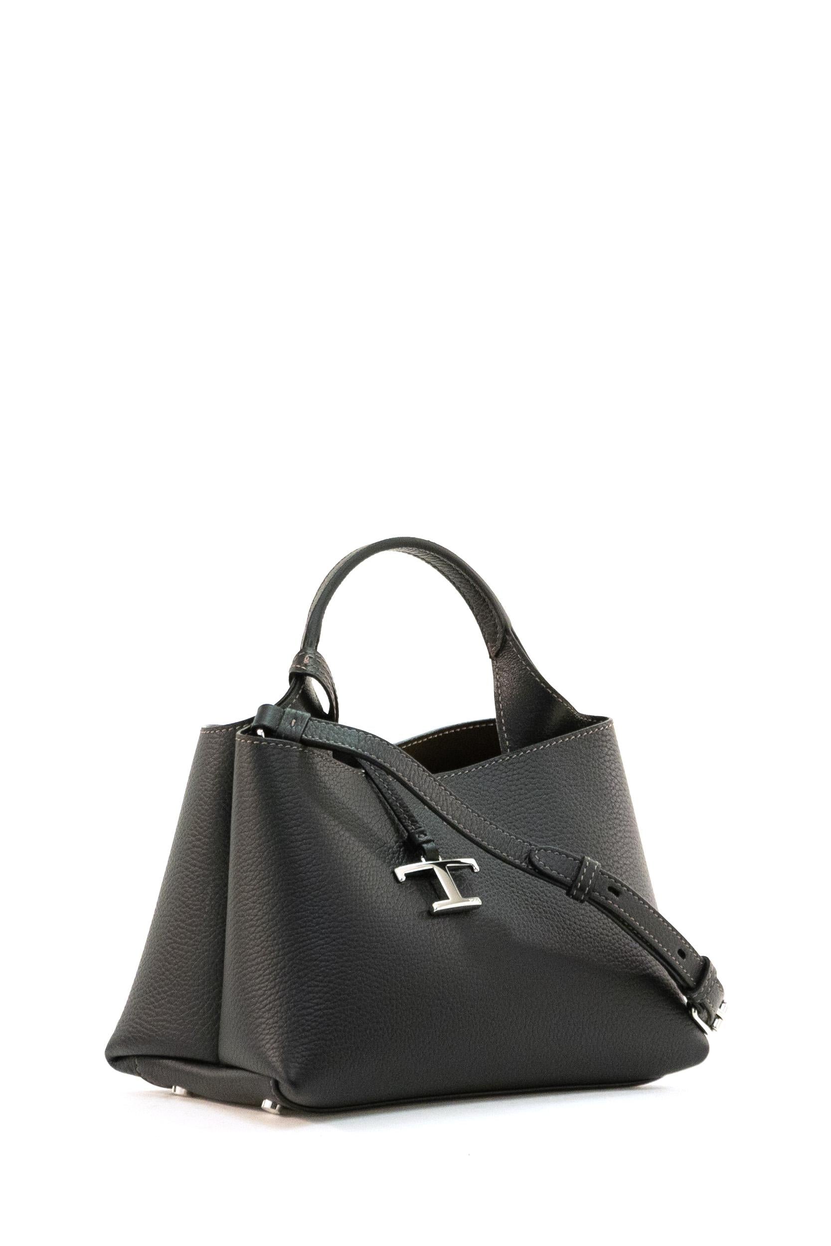 Tod's Borsa a mano in pelle martellata di colore nero, view 2