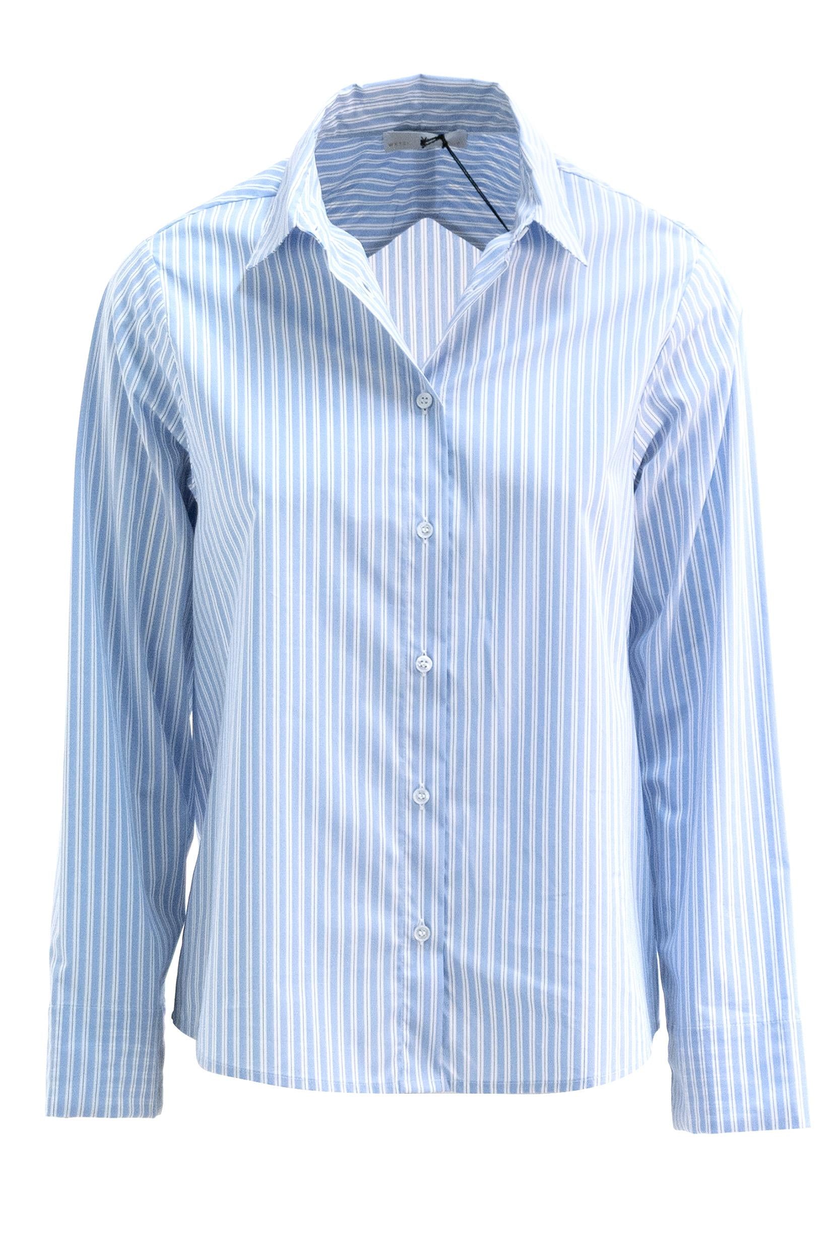 WHY CI Camicia in cotone a righe di colore bianco e azzurro
