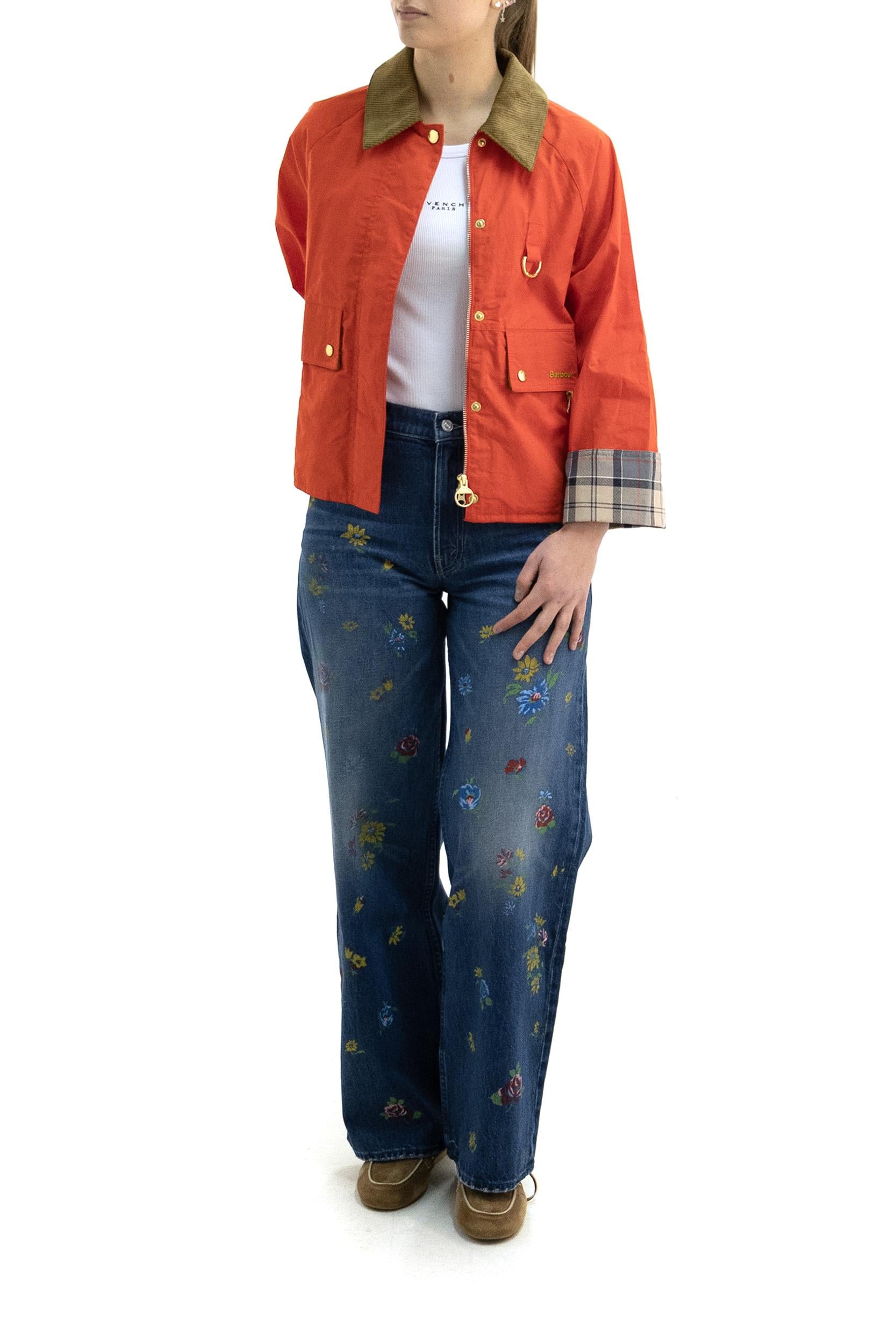 MOTHER Jeans in denim di cotone di colore blu con stampa fiori multicolore, view 2