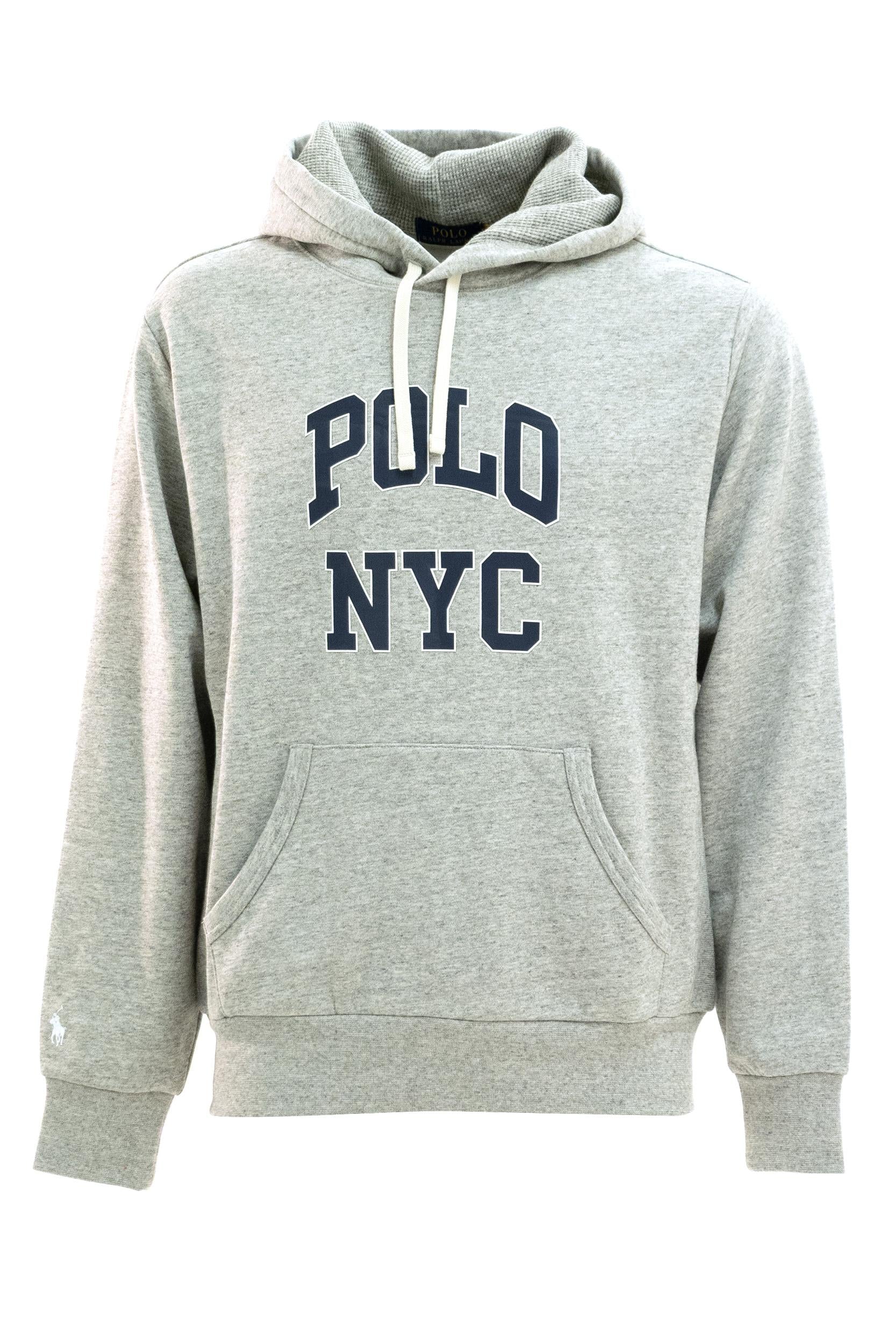 Polo Ralph Lauren Felpa con cappuccio in cotone di colore grigio