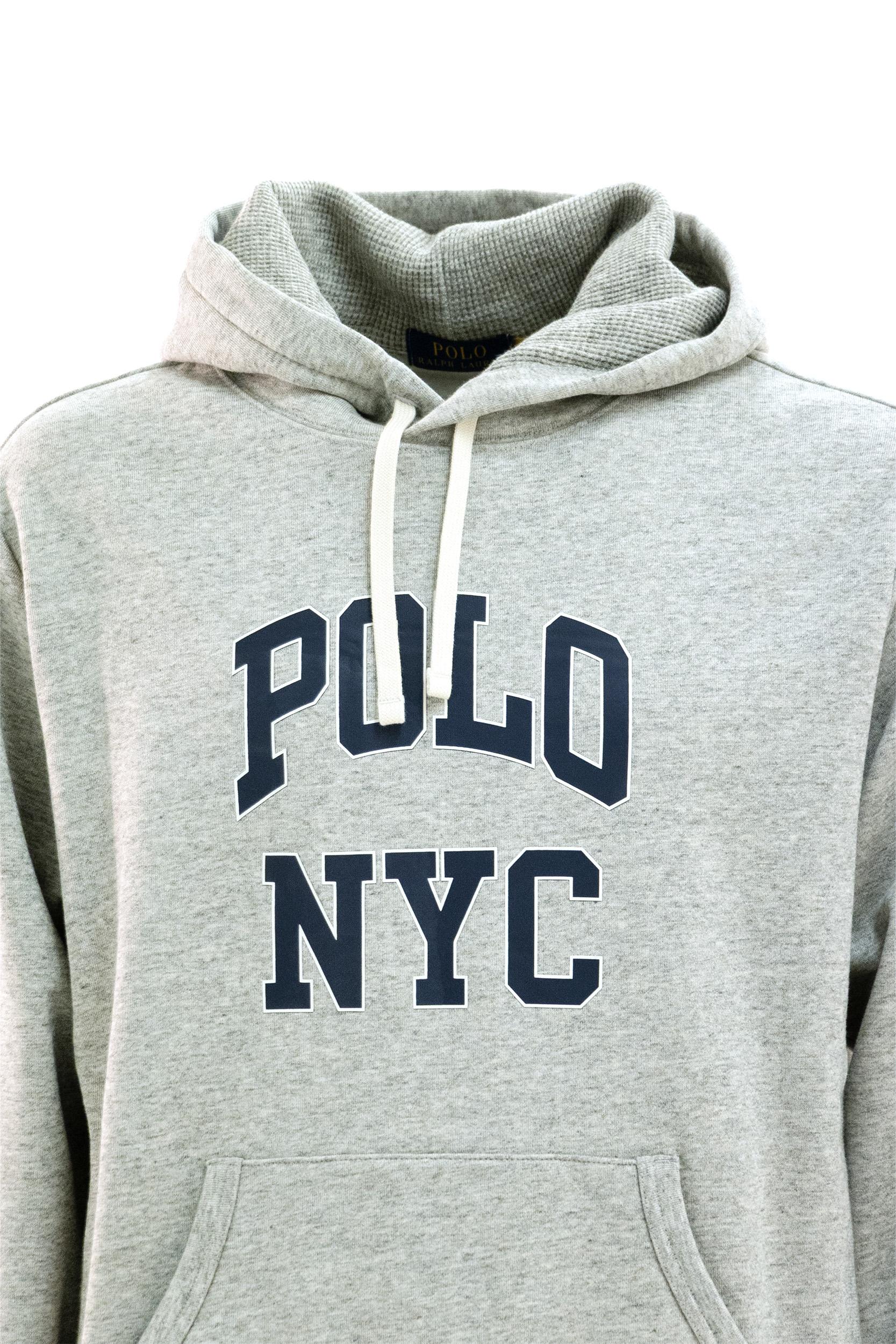 Polo Ralph Lauren Felpa con cappuccio in cotone di colore grigio, view 2