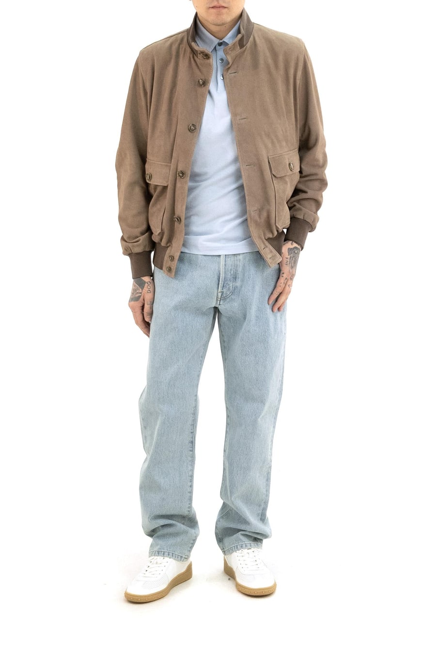 BARBA Bomber in suede di coloremarrone, view 2