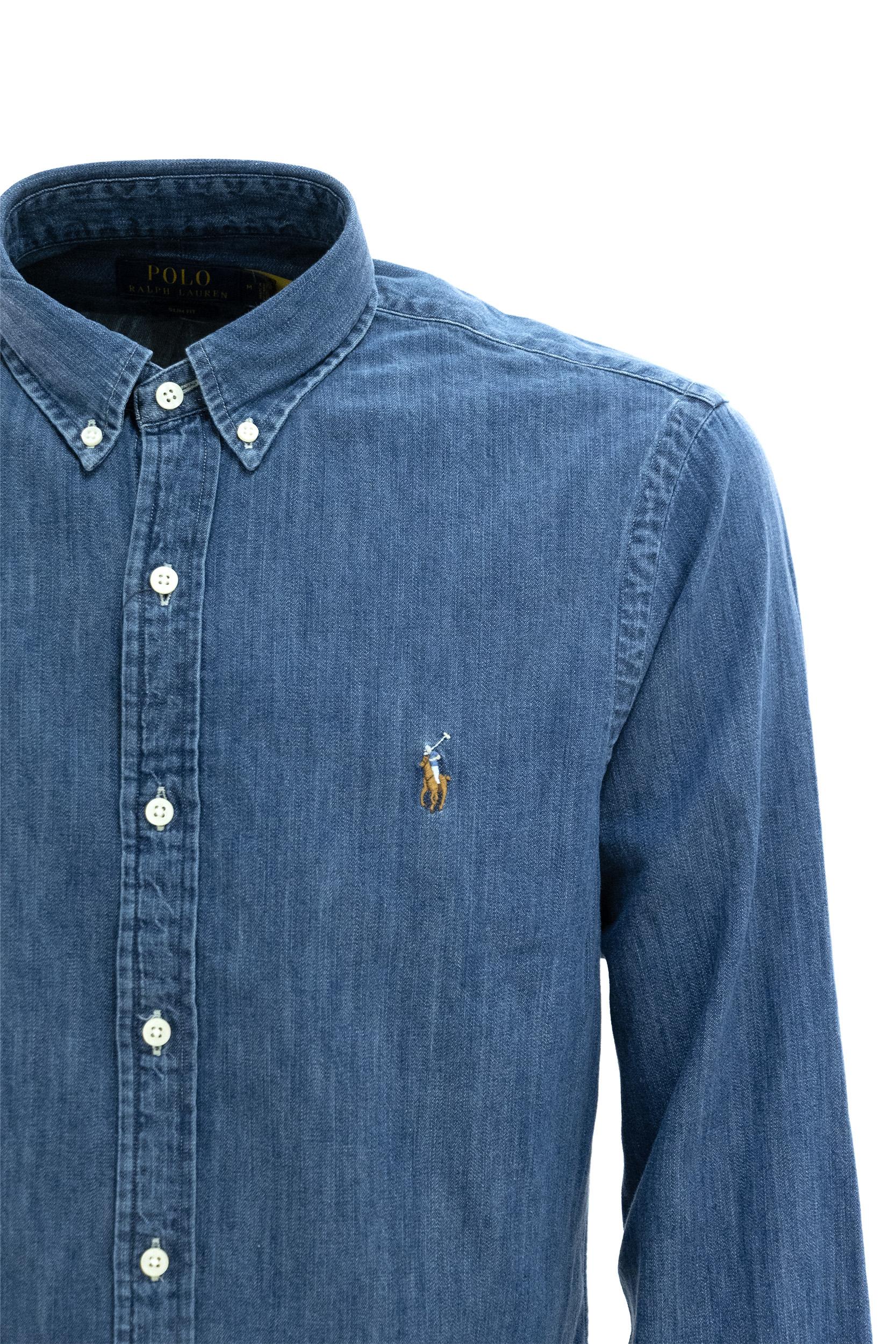 Polo Ralph Lauren Camicia in denim di colore blu, view 2