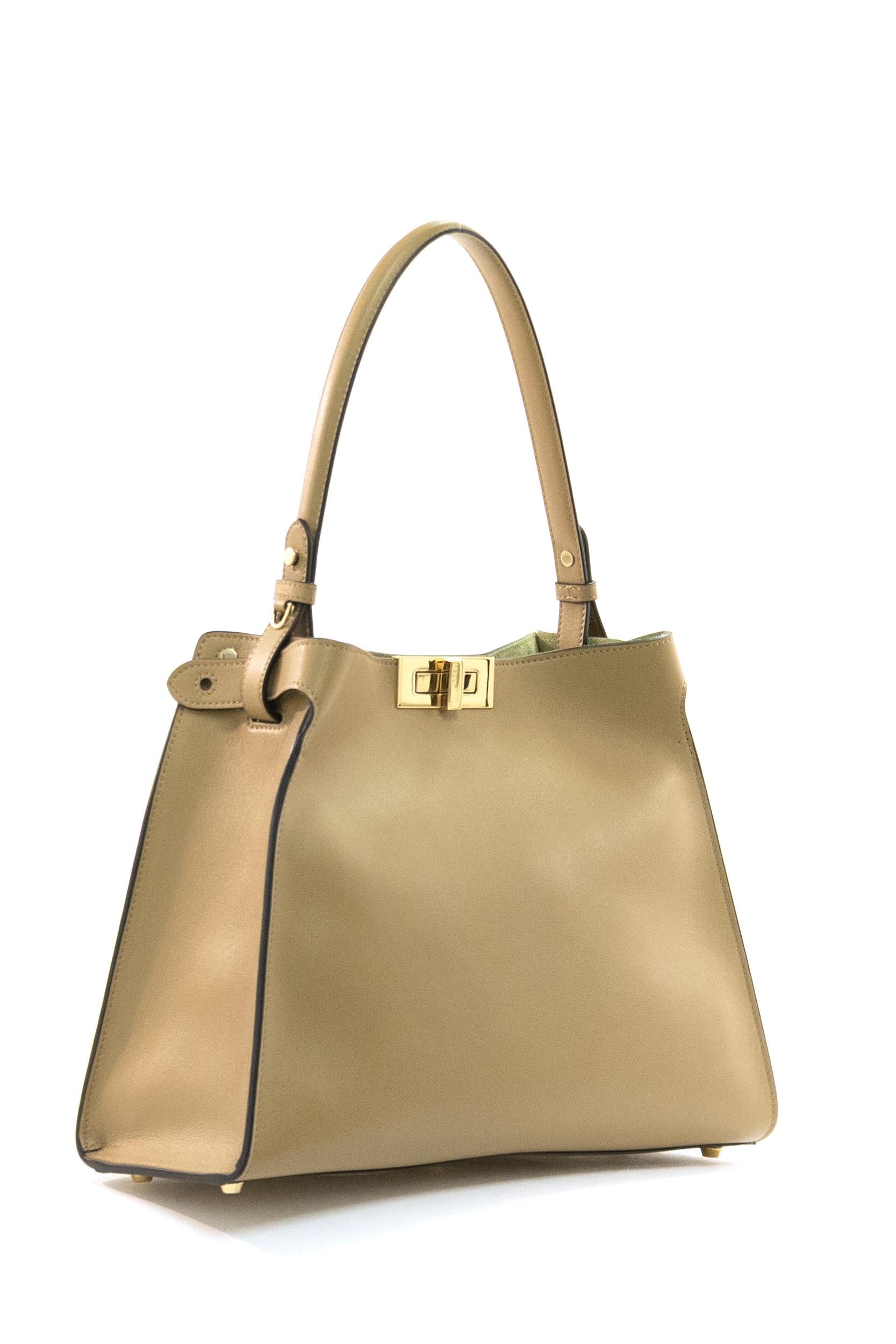 Fendi Borsa Fendi Way in pelle di colore beige, view 2